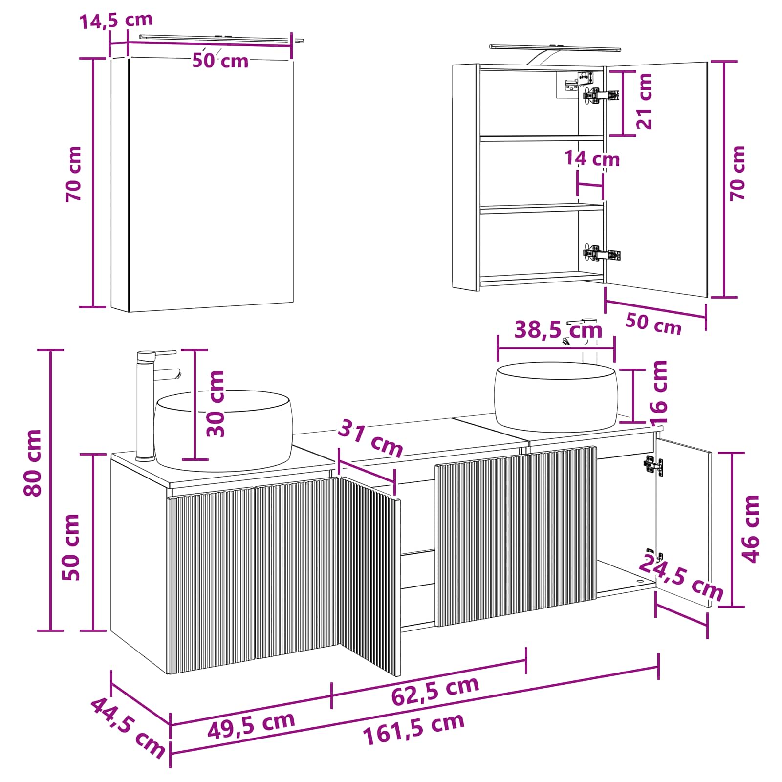 Set ormarića za kupaonicu 5 pcs Betonska siva Konstruirano drvo