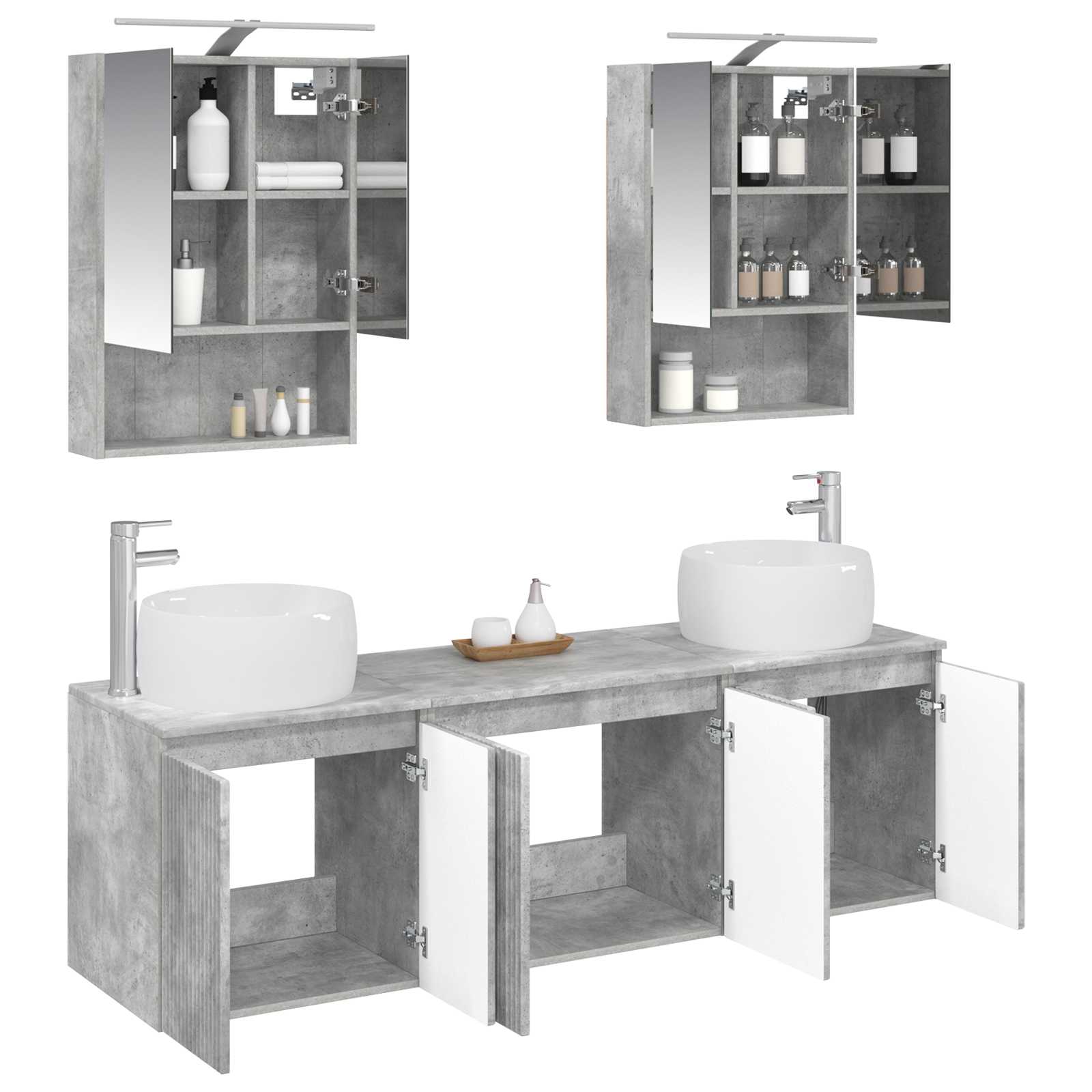 Set ormarića za kupaonicu 5 pcs Betonska siva Konstruirano drvo