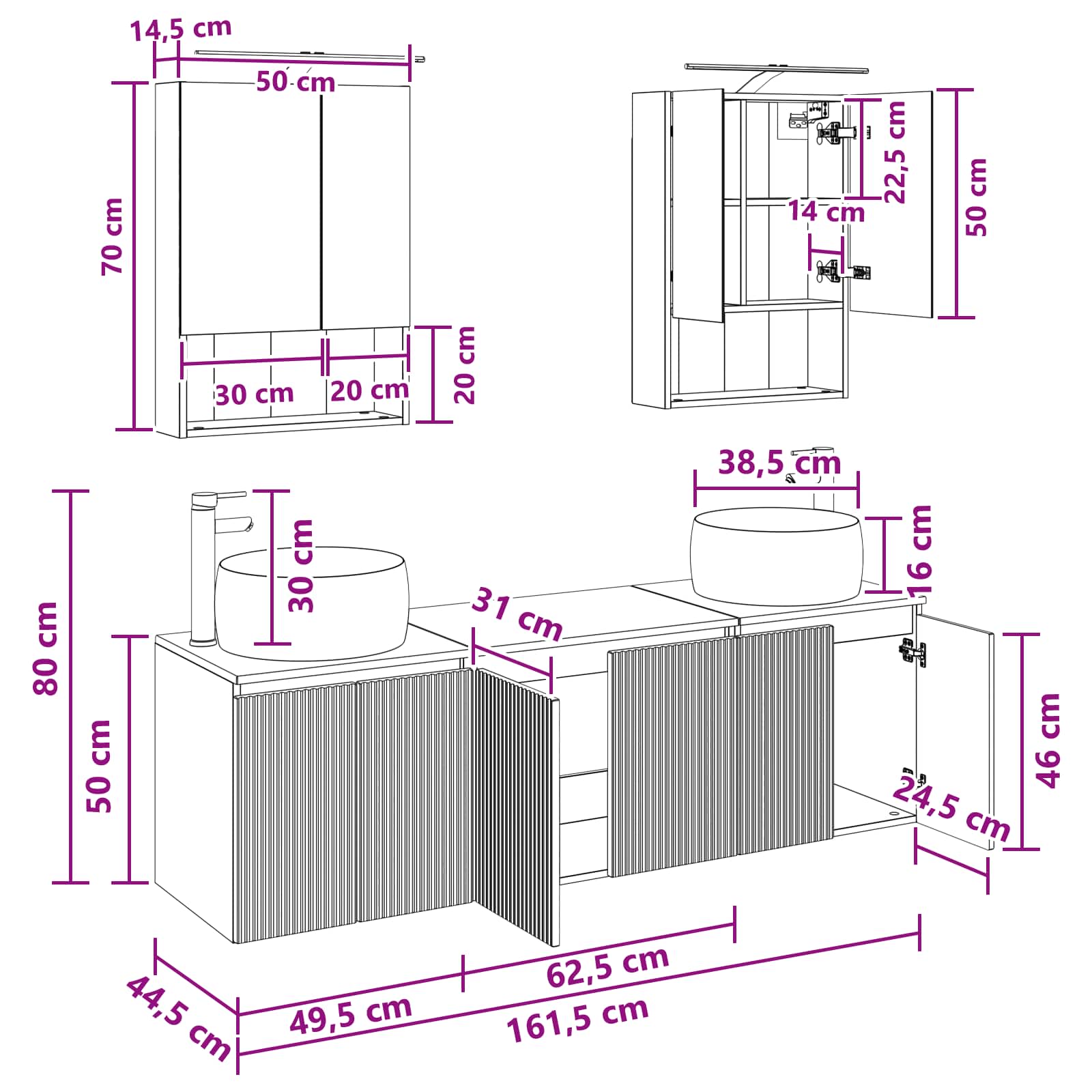 Set ormarića za kupaonicu 5 pcs Betonska siva Konstruirano drvo