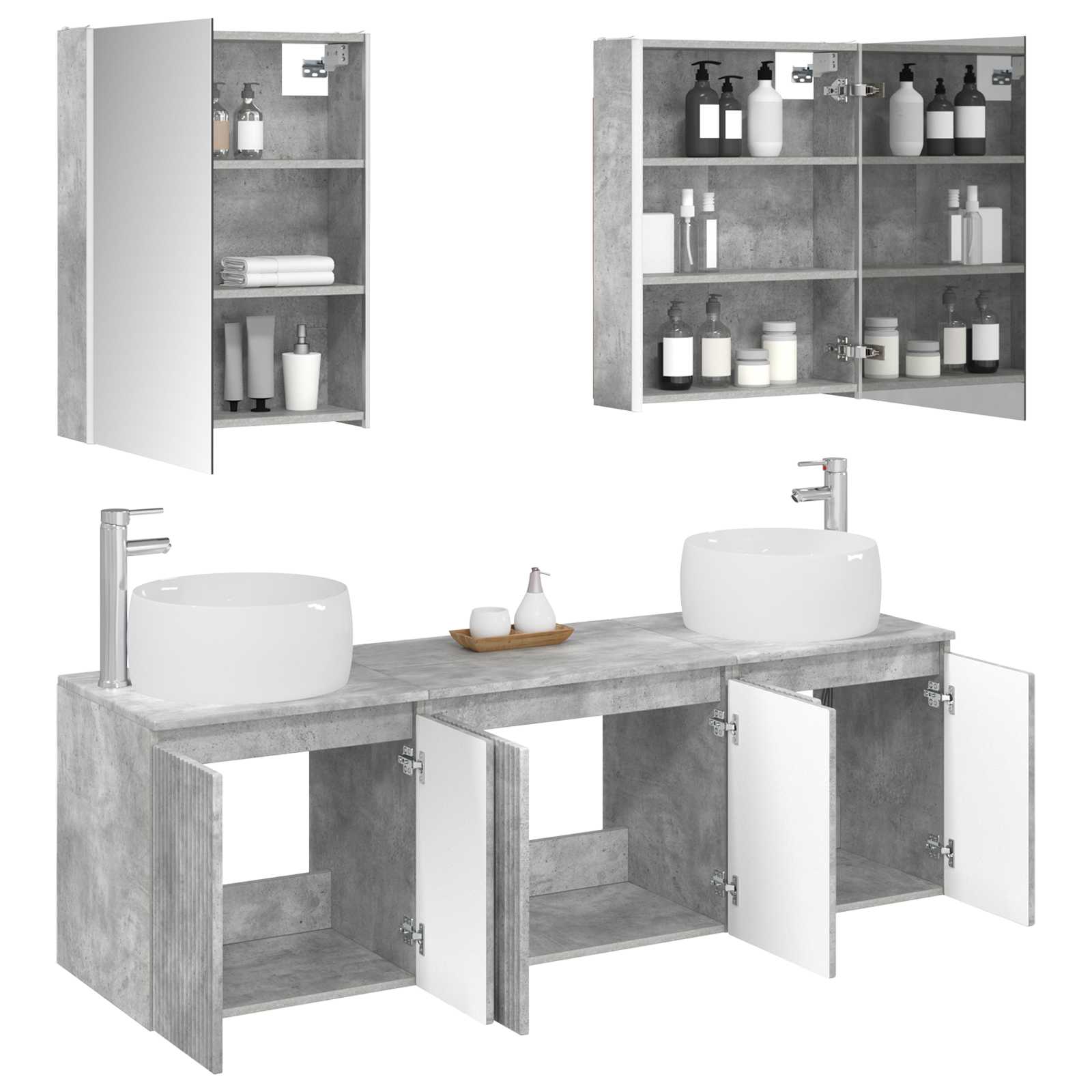 Set ormarića za kupaonicu 5 pcs Betonska siva Konstruirano drvo