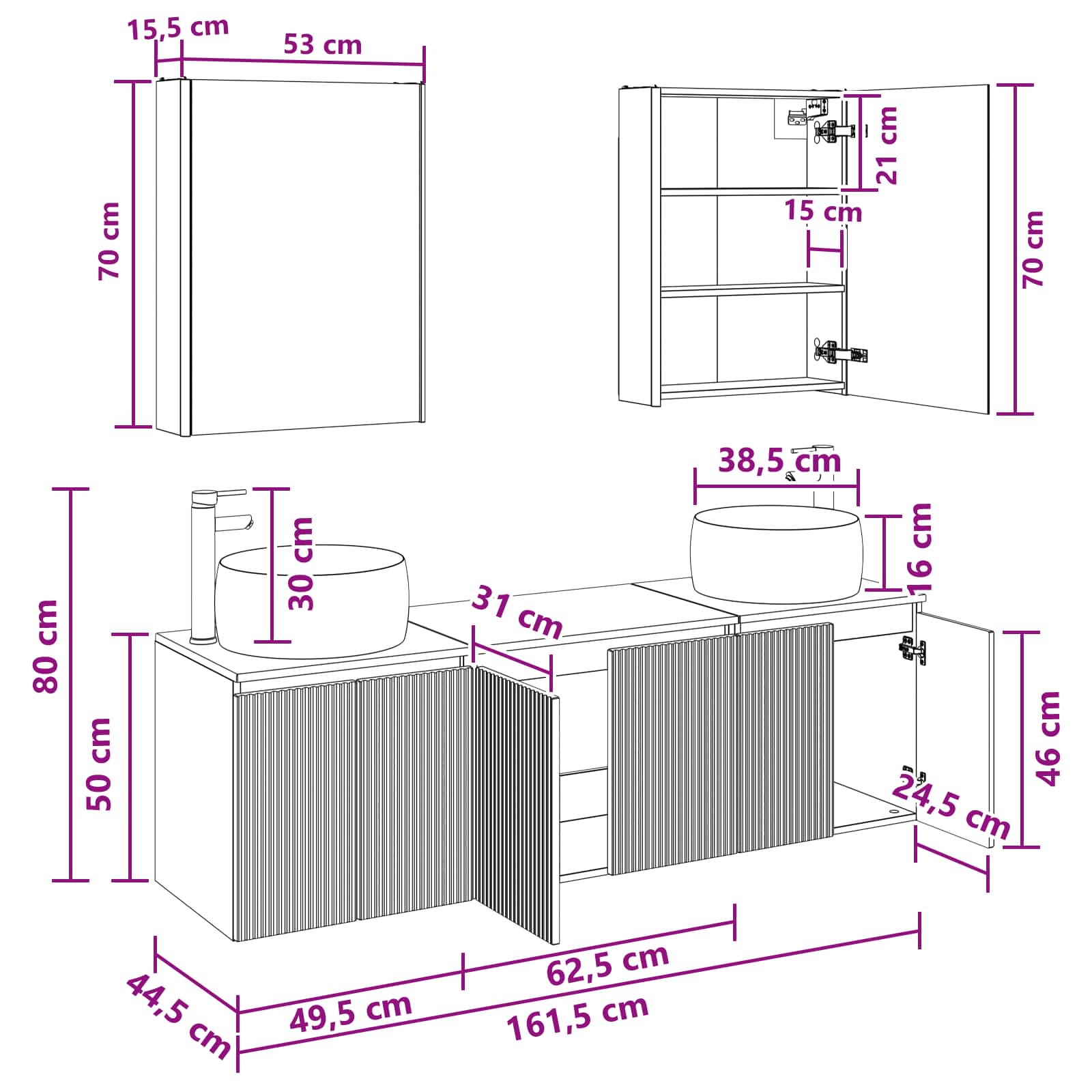 Set ormarića za kupaonicu 5 pcs Betonska siva Konstruirano drvo
