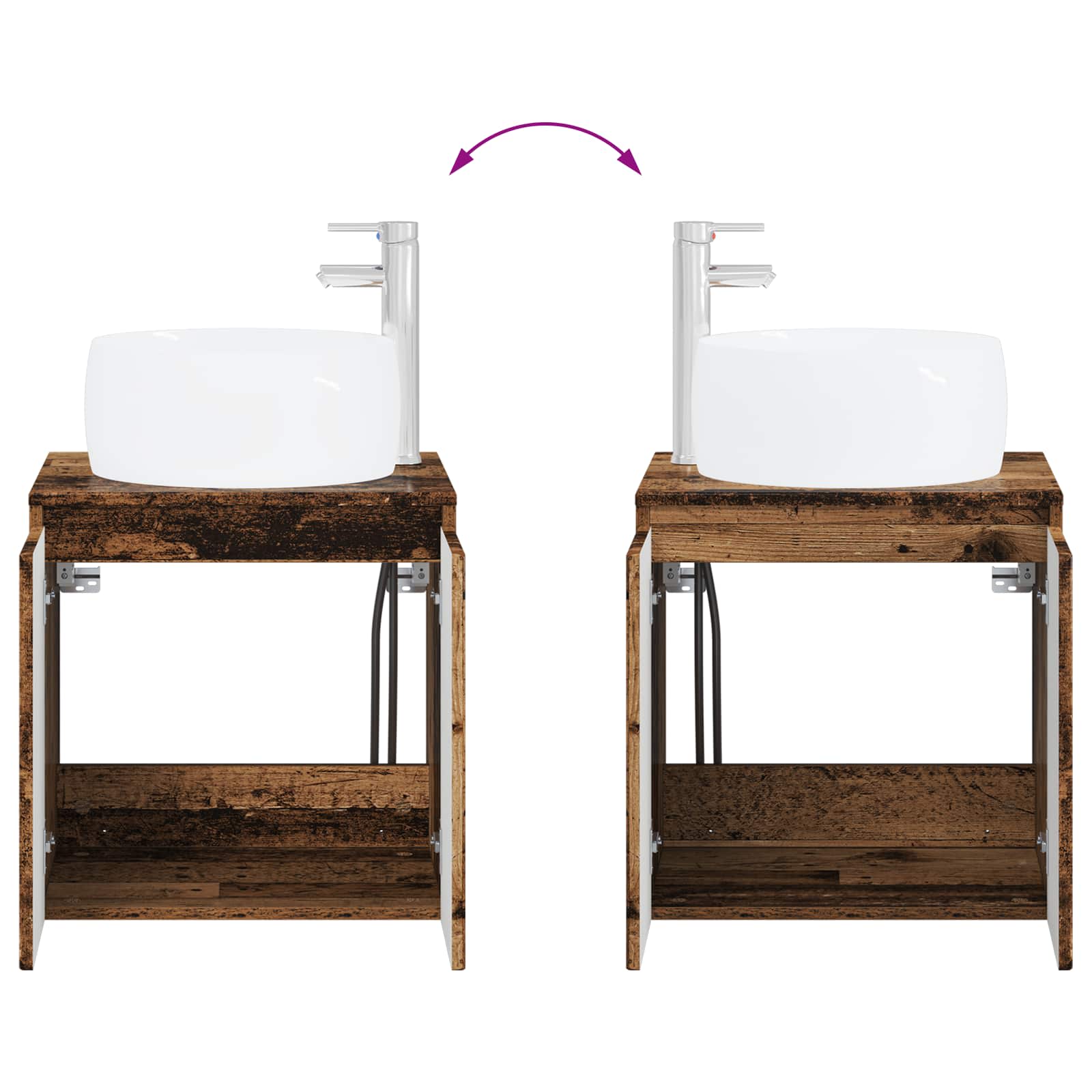 Set ormarića za kupaonicu 4 pcs Staro drvo Konstruirano drvo