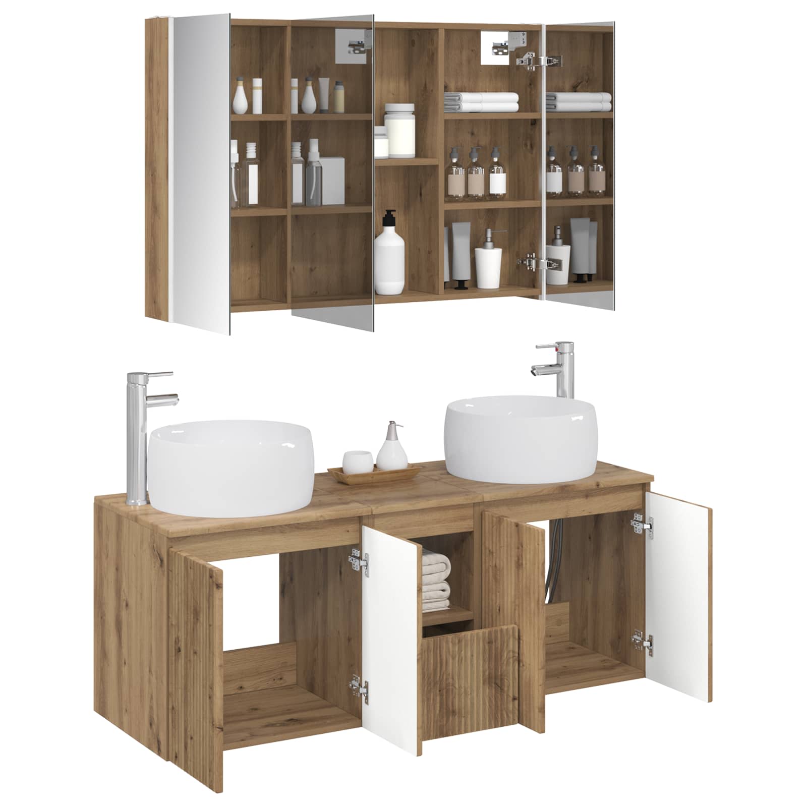 Set ormarića za kupaonicu 4 pcs Hrast artisan Konstruirano drvo