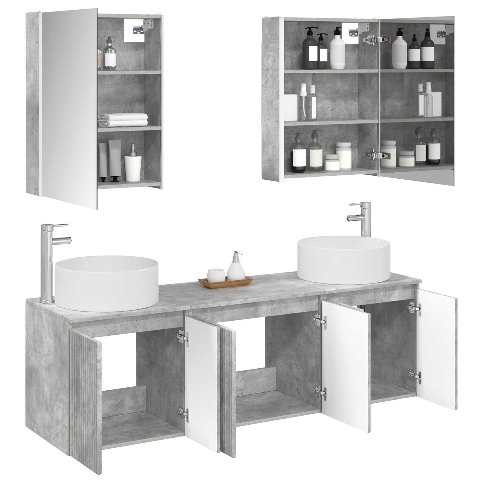 Set ormarića za kupaonicu 5 pcs Betonska siva Konstruirano drvo