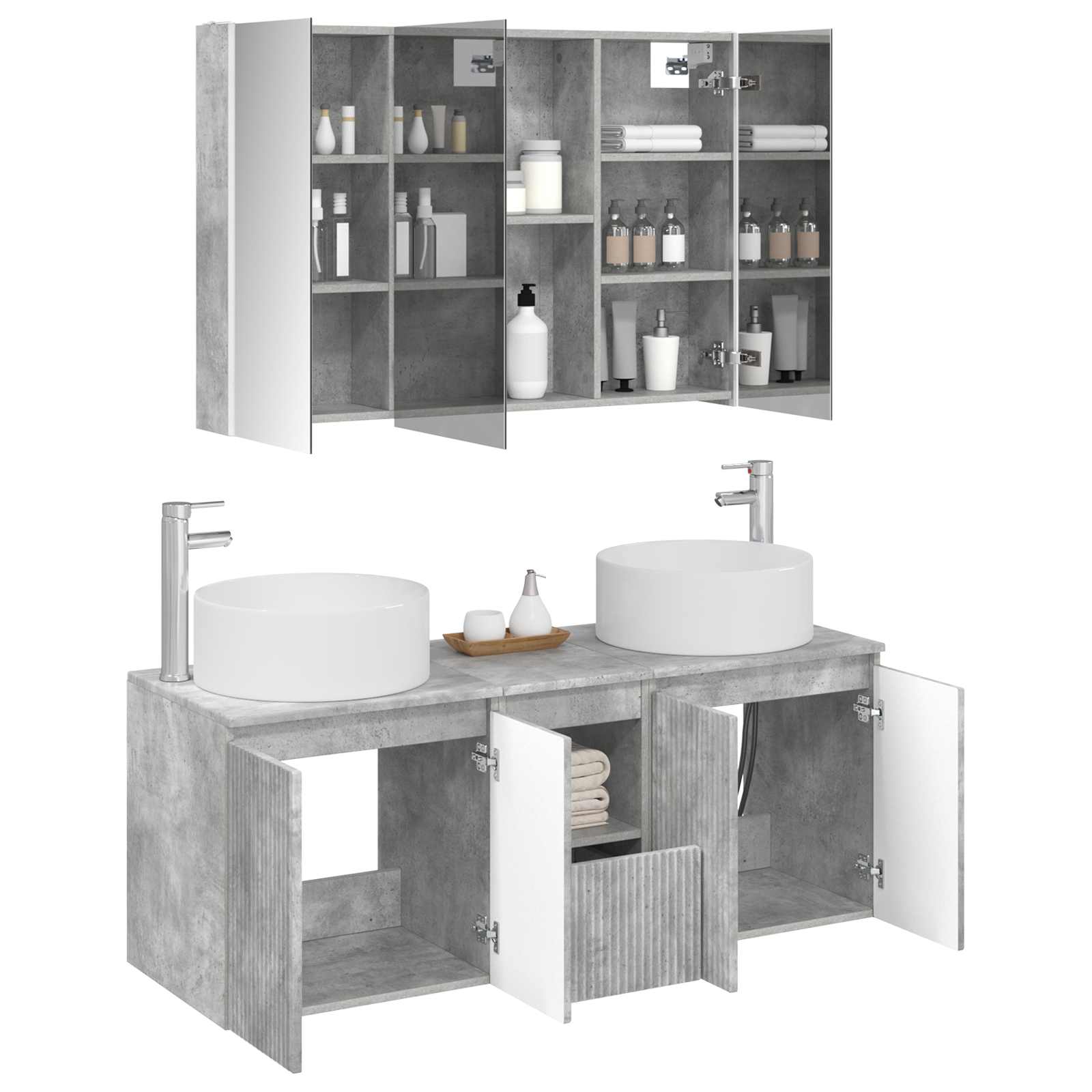 Set ormarića za kupaonicu 4 pcs Betonska siva
