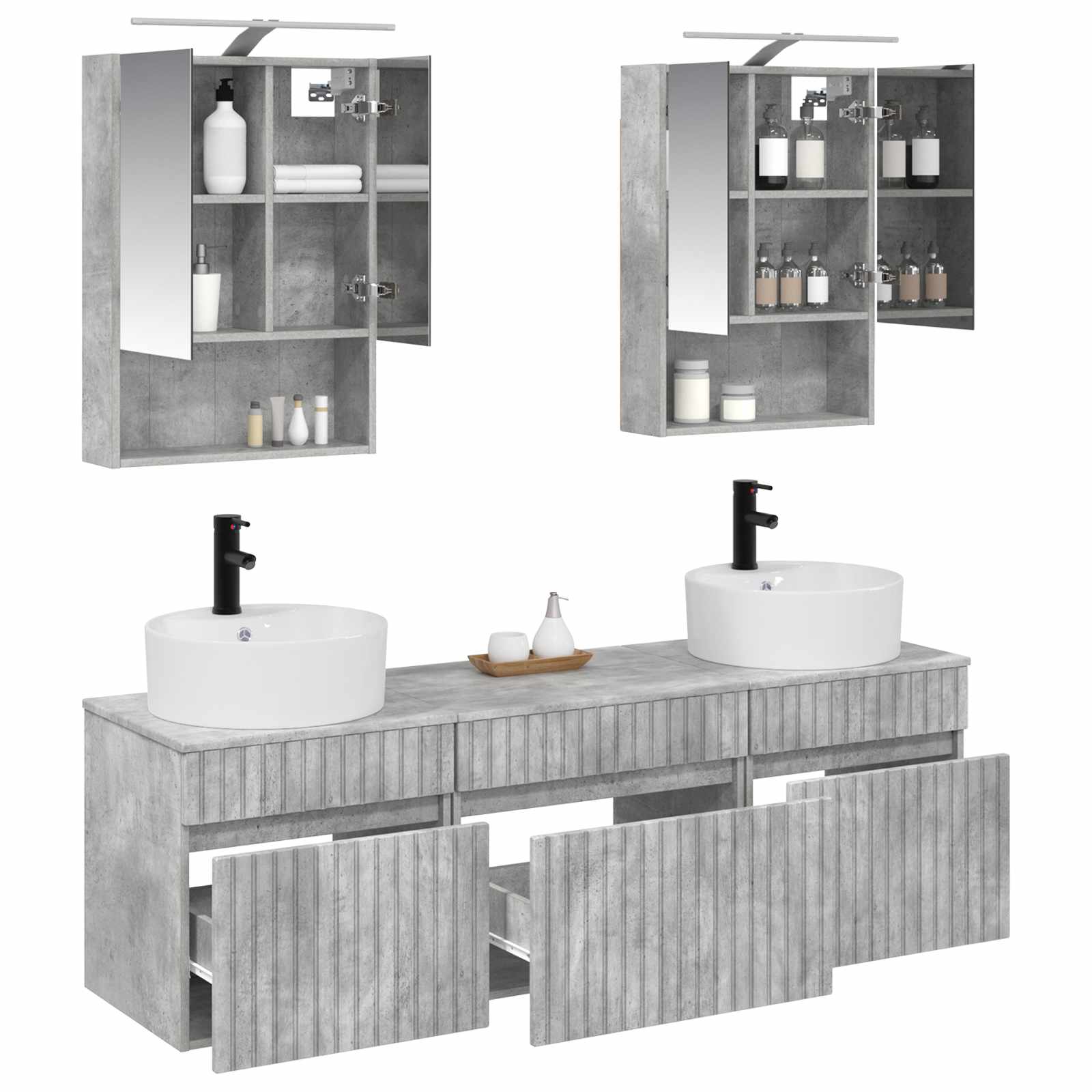 Set ormarića za kupaonicu 5 pcs Betonska siva 50 x 14,5 x 70 cm