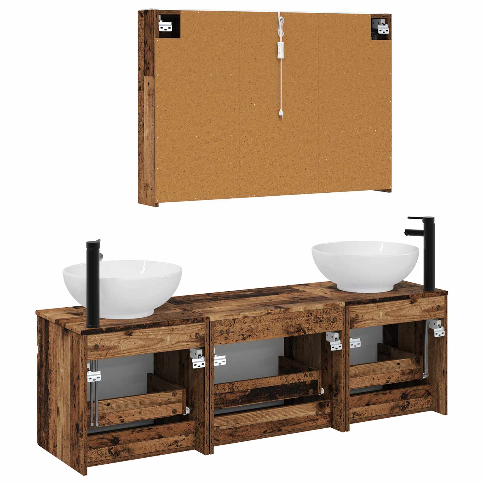 Set ormarića za kupaonicu 4 pcs Staro drvo 103,5 x 15,5 x 70 cm