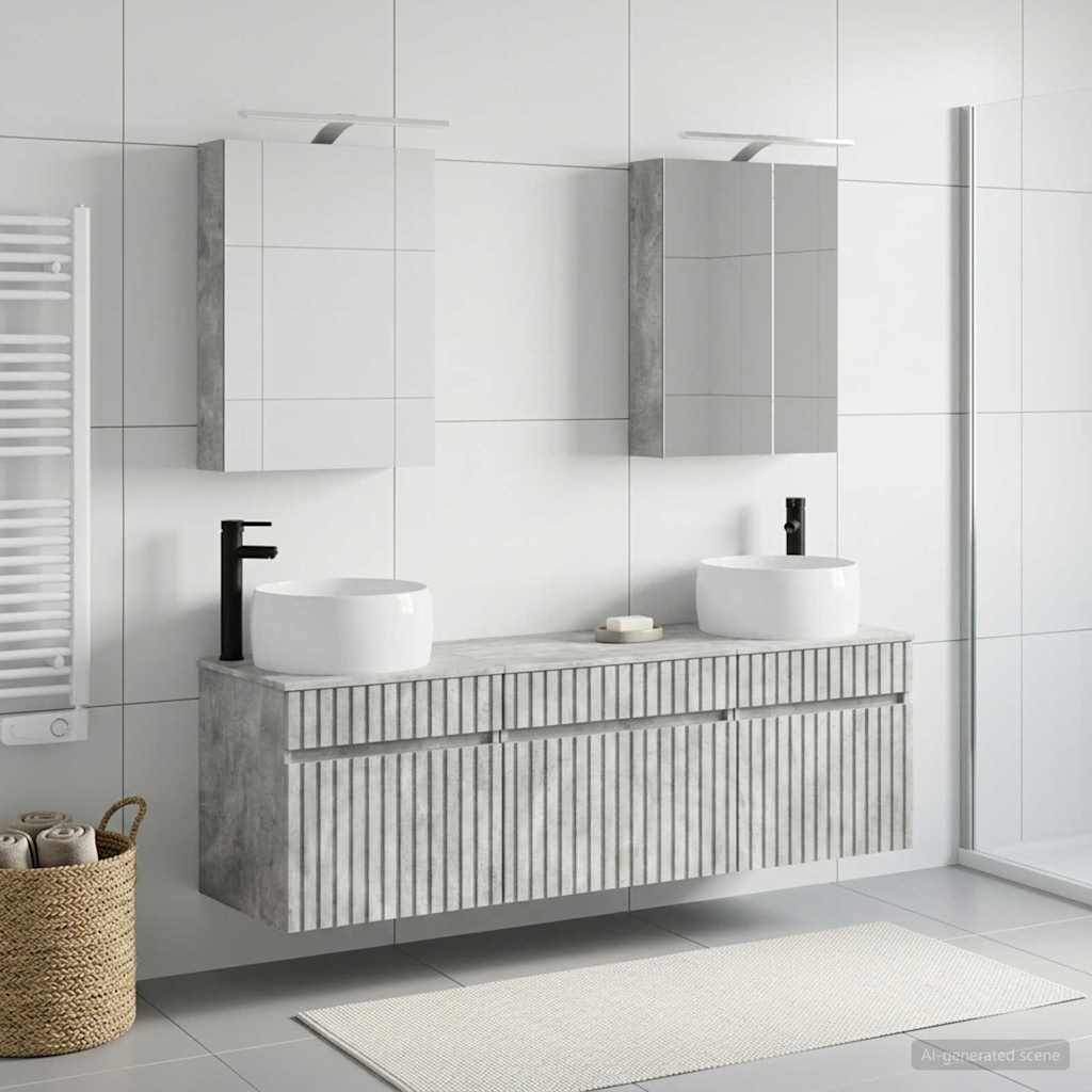Set ormarića za kupaonicu 5 pcs Betonska siva 50 x 14,5 x 70 cm
