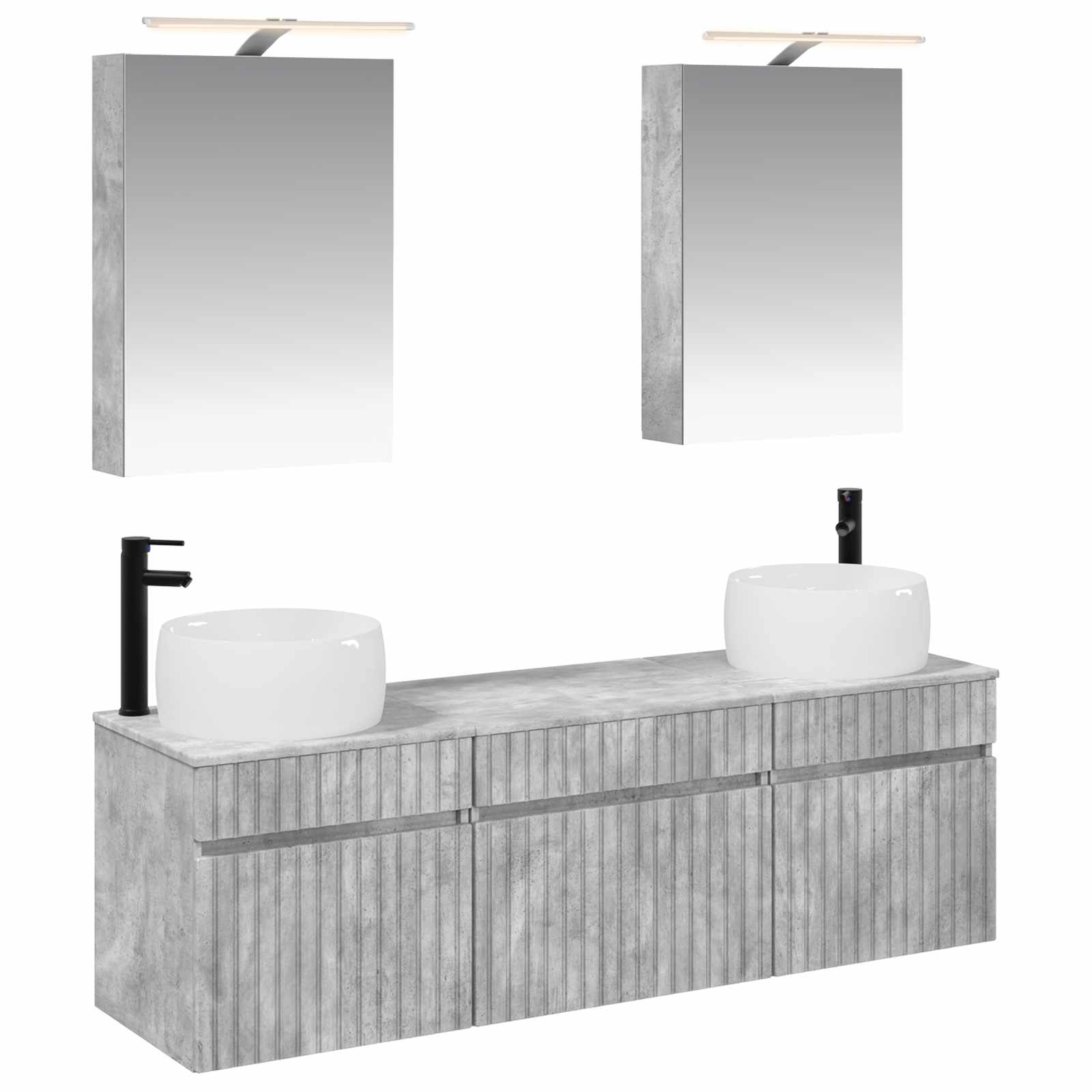 Set ormarića za kupaonicu 5 pcs Betonska siva 50 x 14,5 x 70 cm