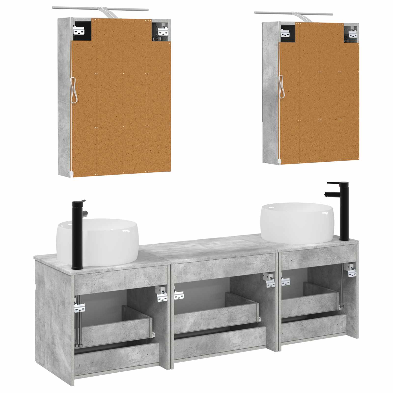 Set ormarića za kupaonicu 5 pcs Betonska siva 50 x 14,5 x 70 cm