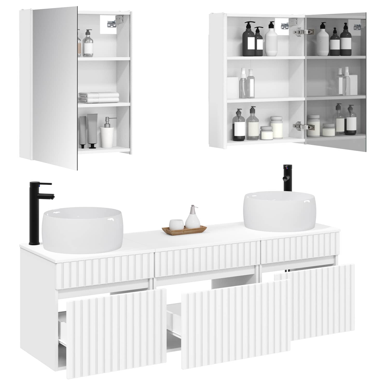 Set ormarića za kupaonicu 5 pcs Bijela 53 x 15,5 x 70 cm