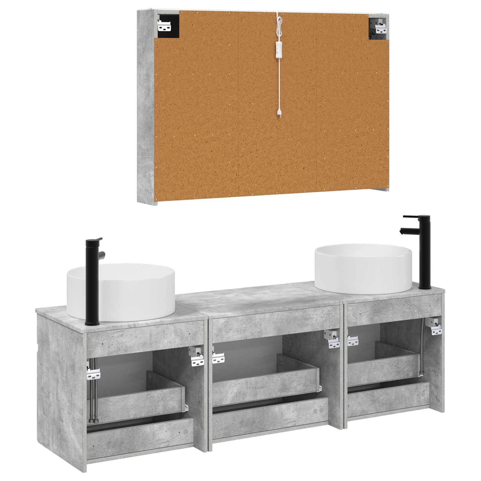 Set ormarića za kupaonicu 4 pcs Betonska siva