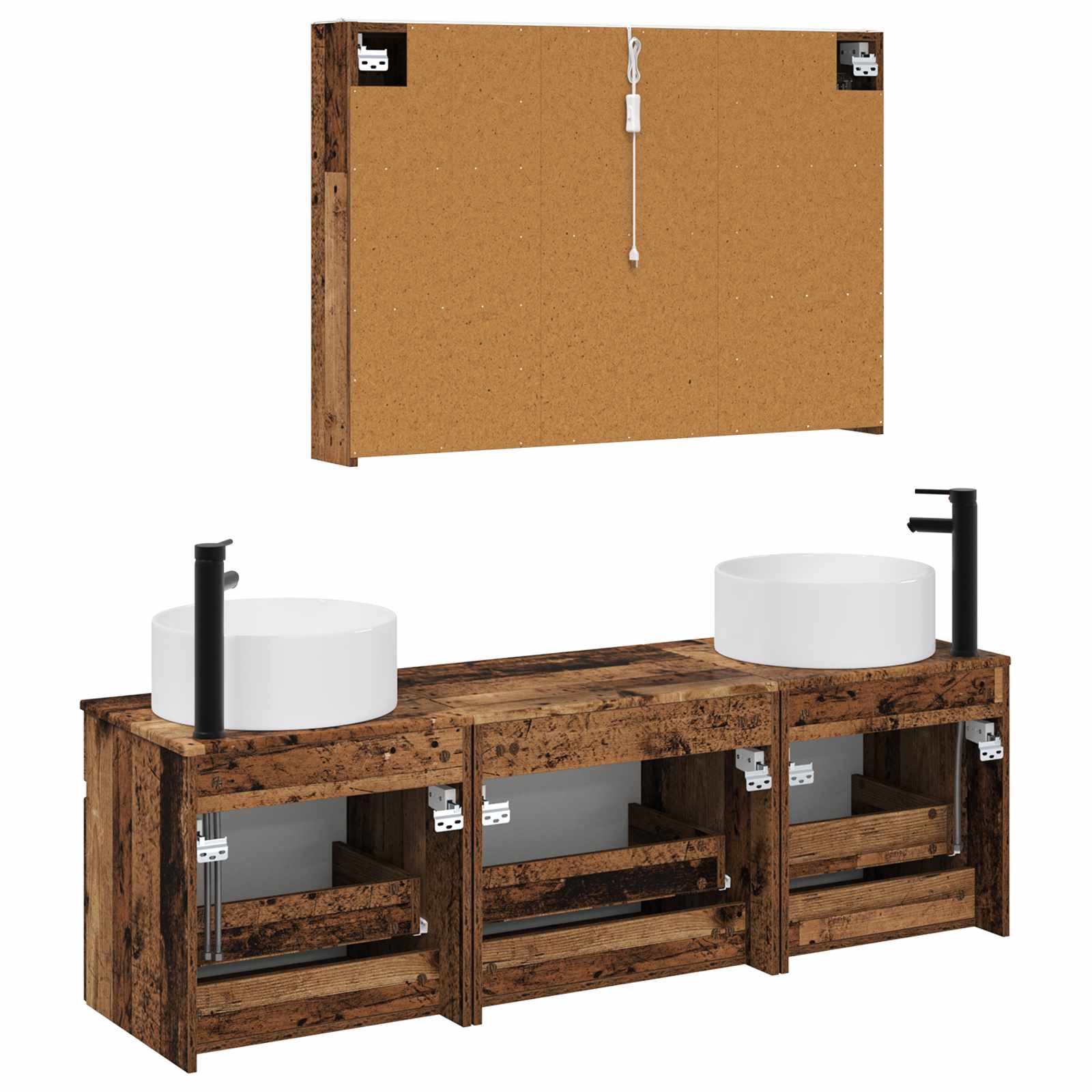 Set ormarića za kupaonicu 4 pcs Staro drvo 103,5 x 15,5 x 70 cm