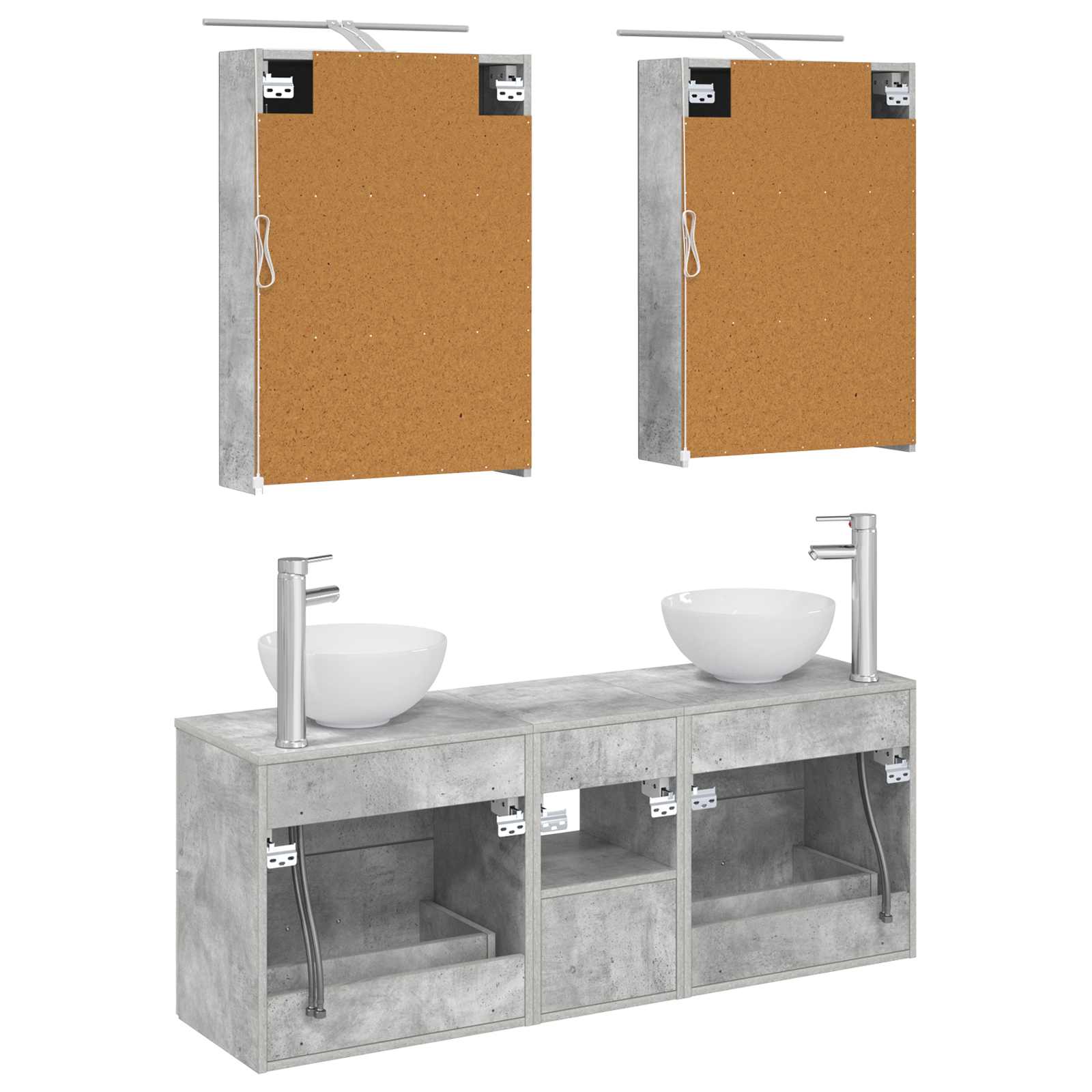 Set ormarića za kupaonicu 5 pcs Betonska siva 50 x 14,5 x 70 cm