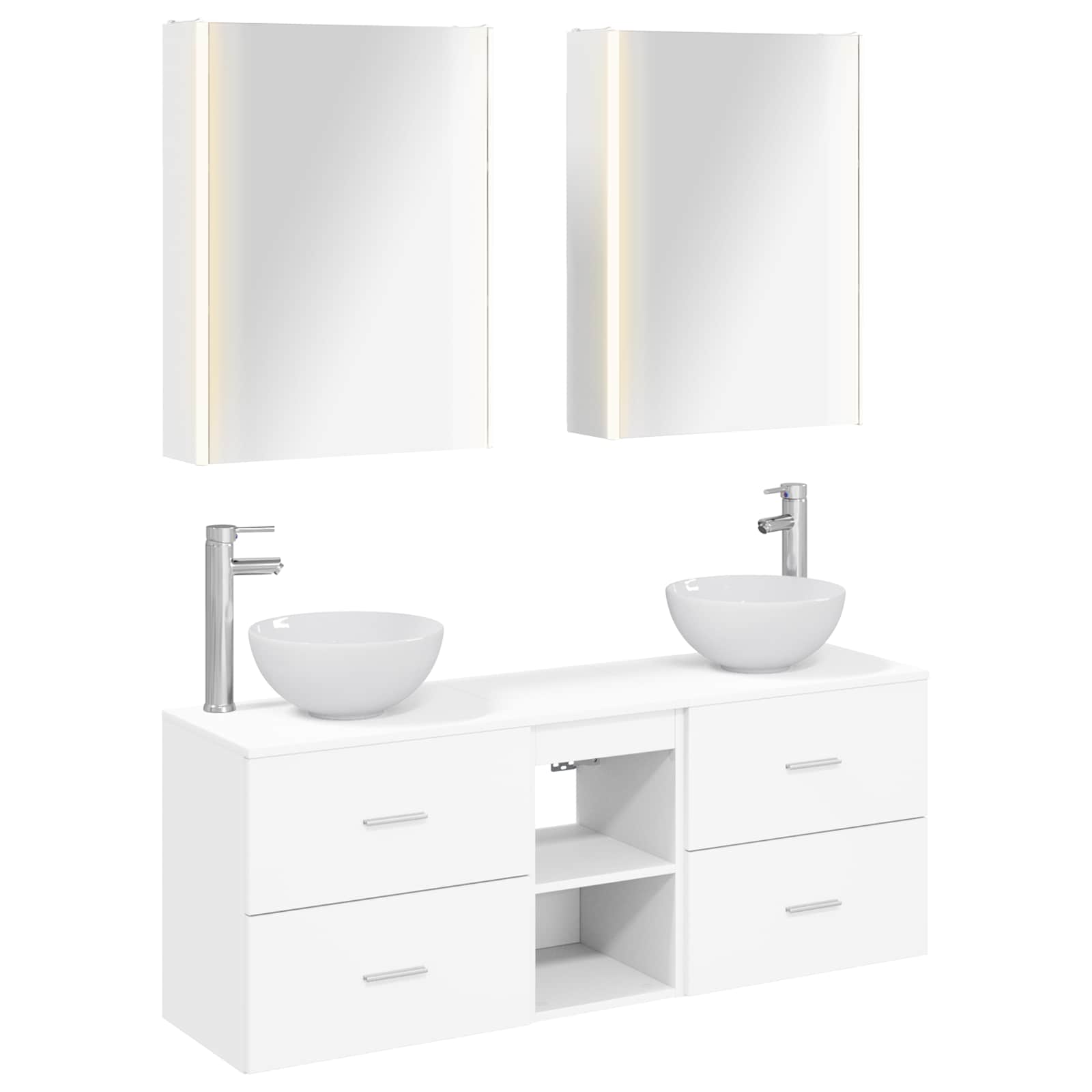 Set ormarića za kupaonicu 5 pcs Bijela 53 x 15,5 x 70 cm