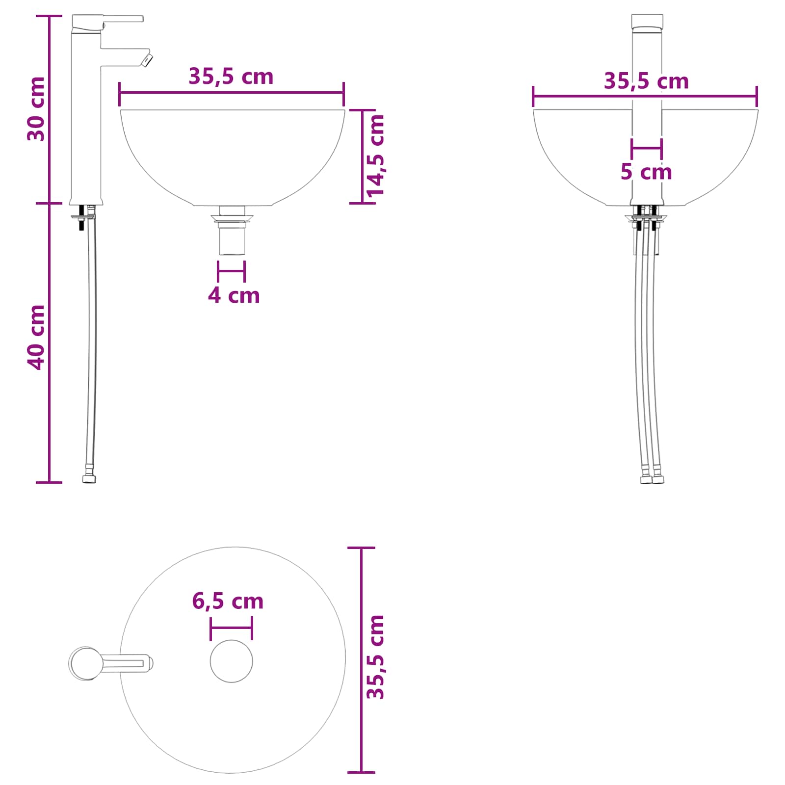 Set namještaja za kupaonicu 4 pcs Bijela