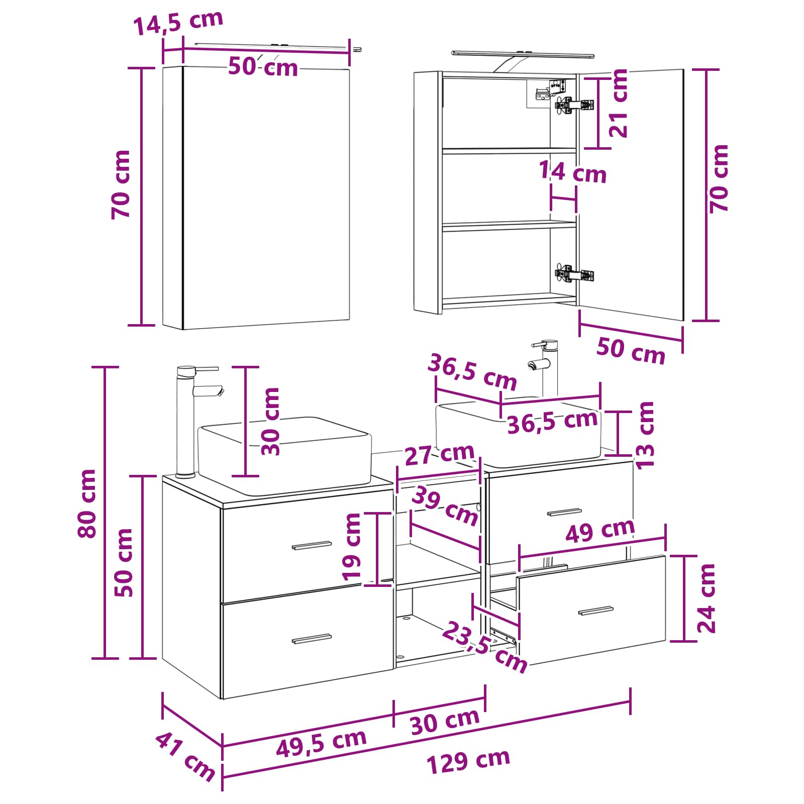 Set namještaja za kupaonicu 5 pcs Hrast sonoma
