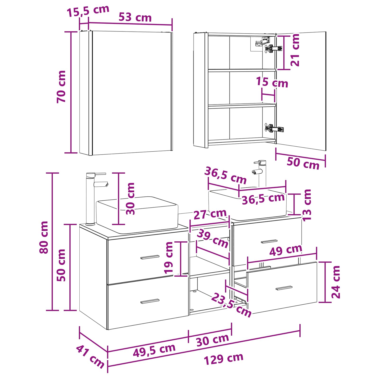 Set namještaja za kupaonicu 5 pcs Hrast sonoma