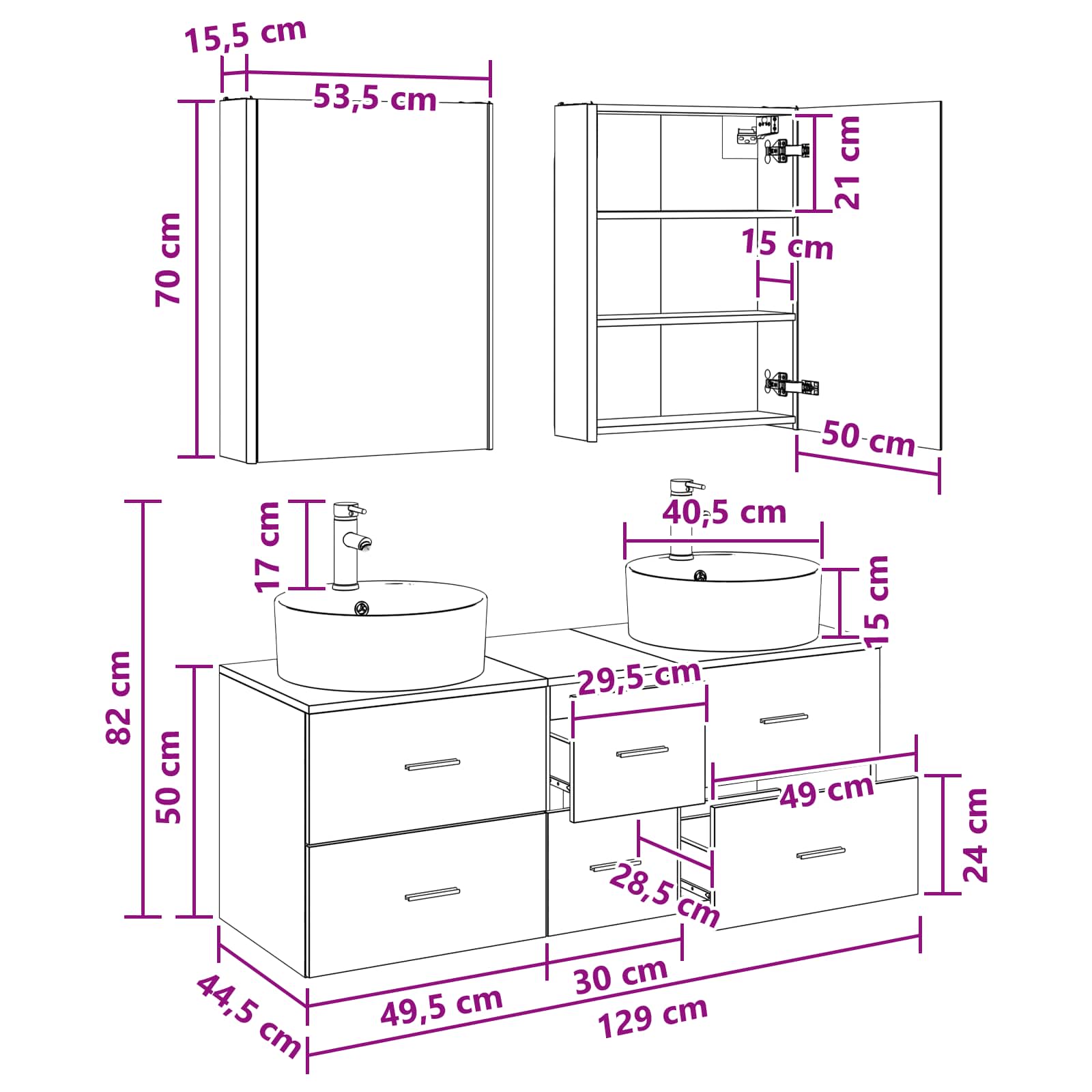 Set namještaja za kupaonicu 5 pcs Hrast sonoma