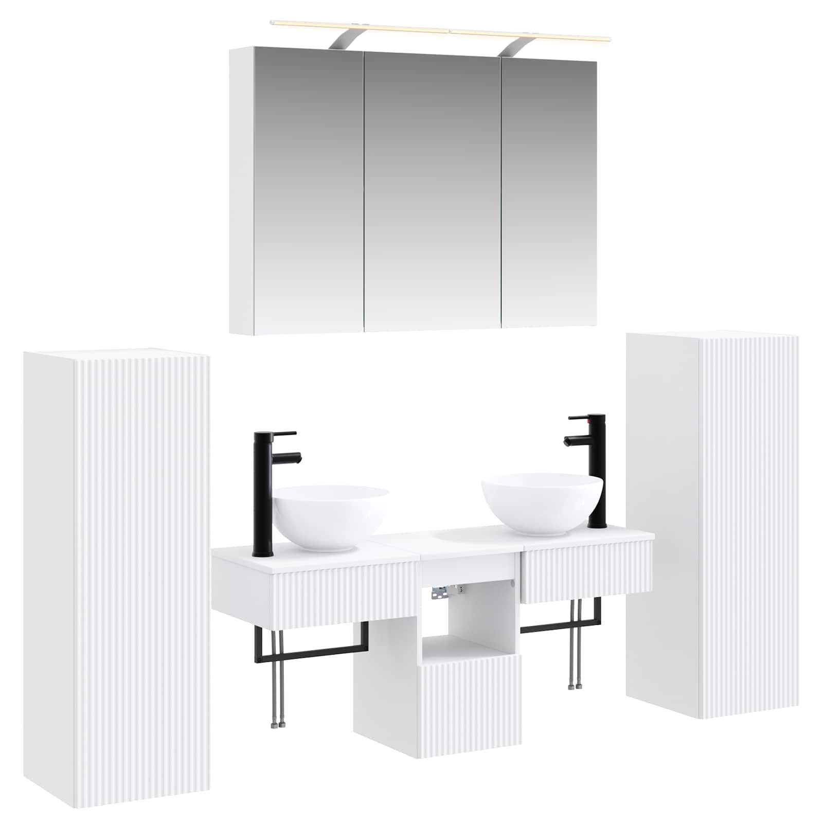 Set namještaja za kupaonicu Zidne s pohranom 6 pcs Bijela