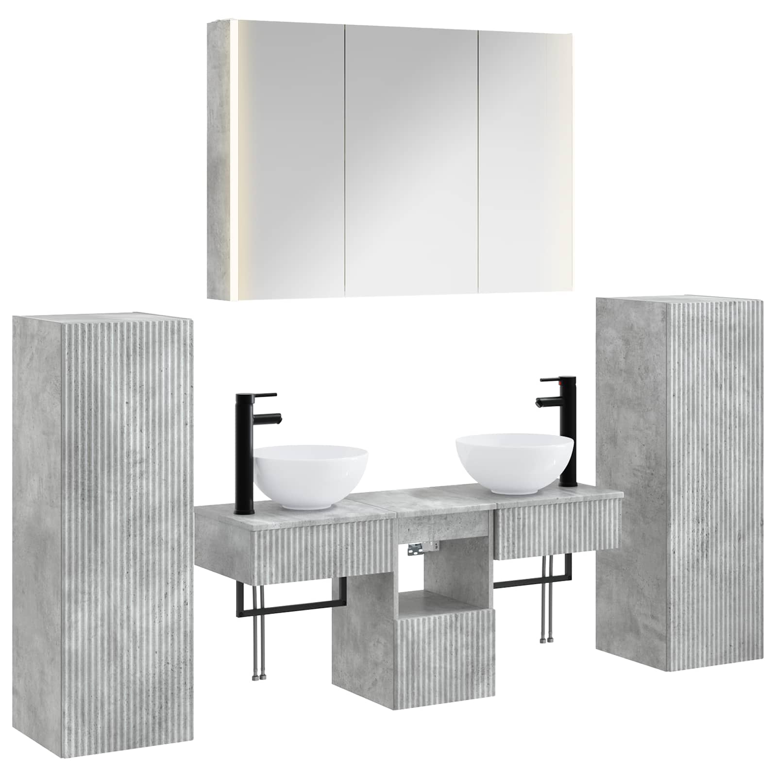 Set namještaja za kupaonicu 6 pcs Betonska siva
