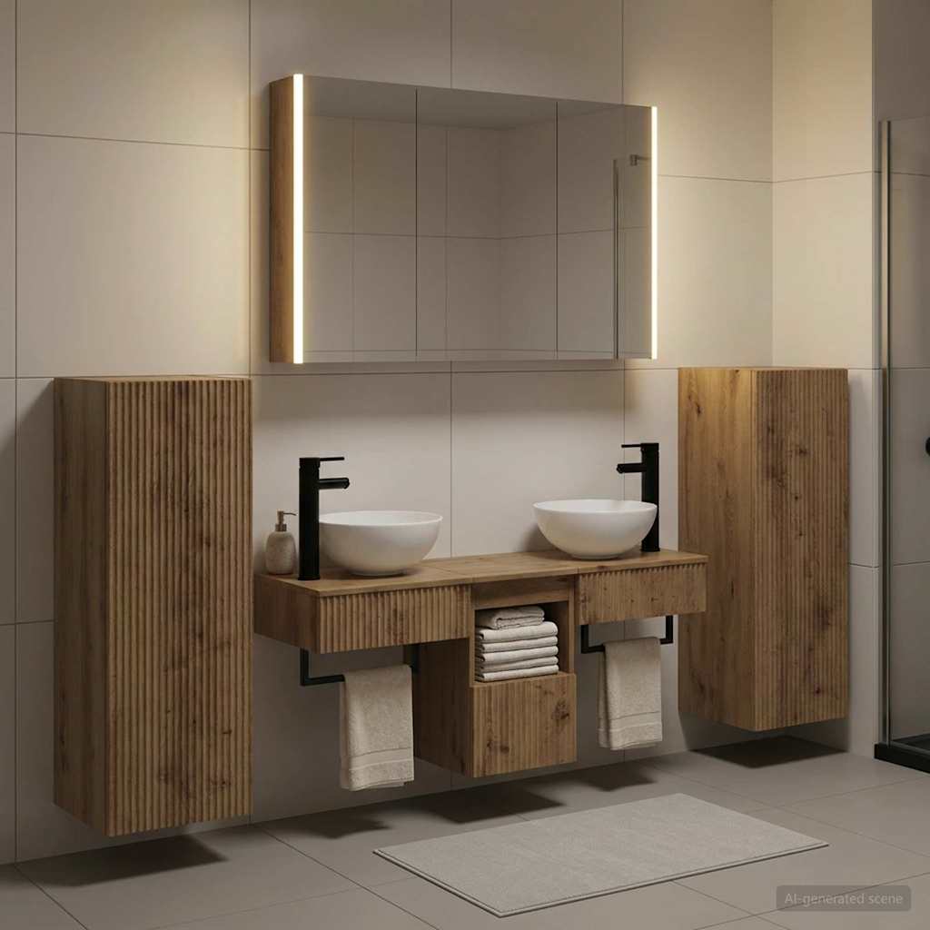 Set namještaja za kupaonicu 6 pcs Hrast artisan