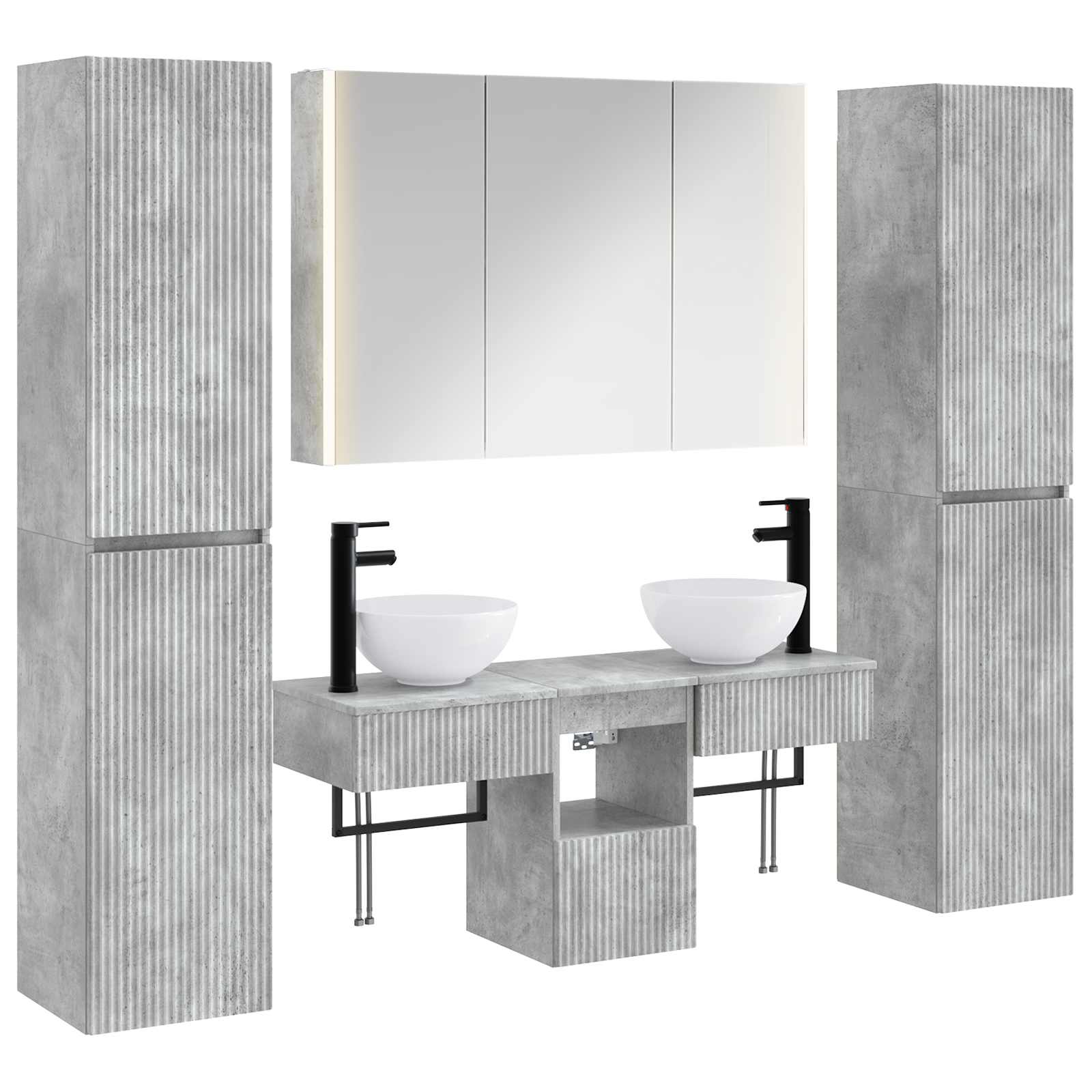 Set namještaja za kupaonicu 6 pcs Betonska siva