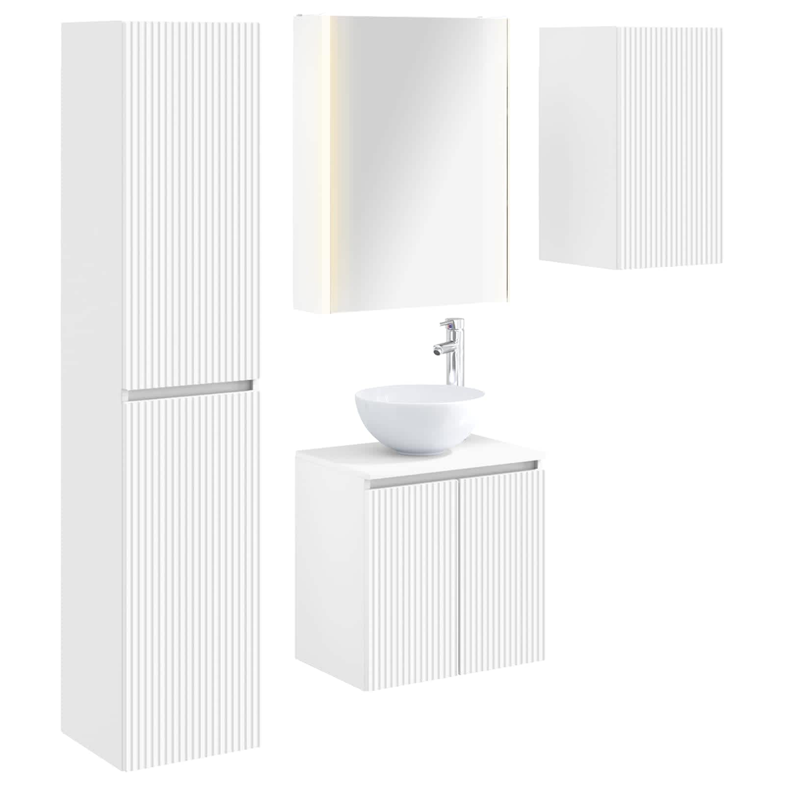 Set ormarića za kupaonicu 5 pcs Bijela 53 x 15,5 x 70 cm