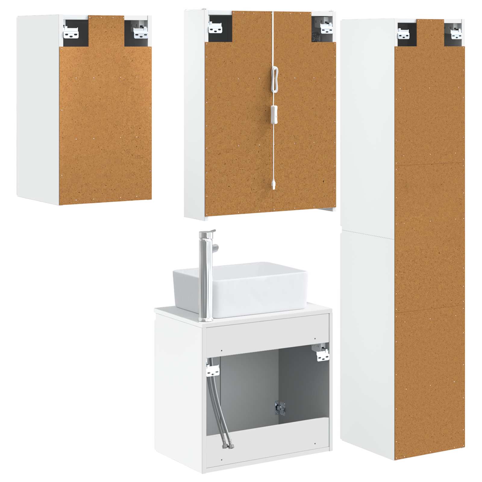 Set ormarića za kupaonicu 5 pcs Bijela 53 x 15,5 x 70 cm