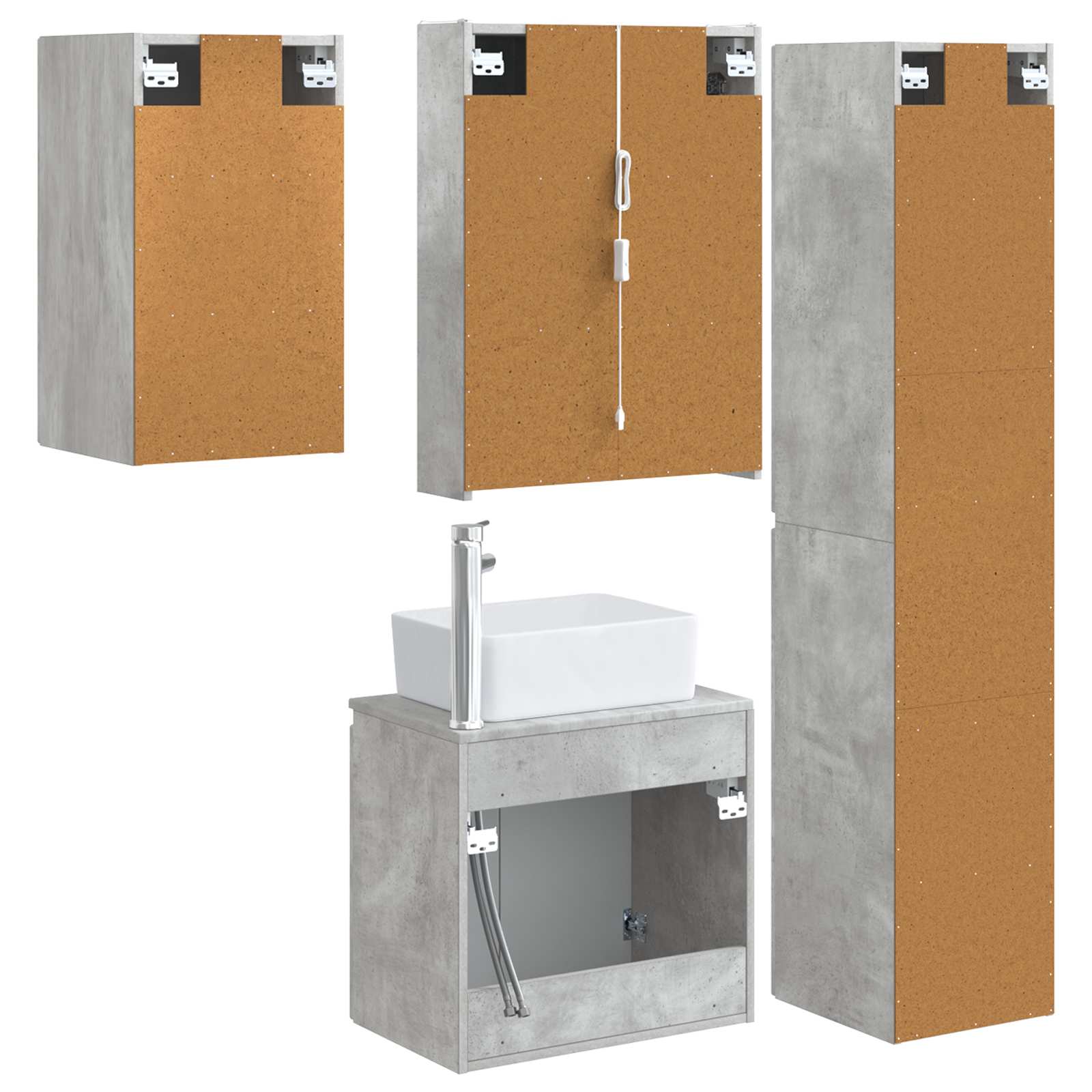 Set ormarića za kupaonicu 5 pcs Betonska siva 53 x 15,5 x 70 cm