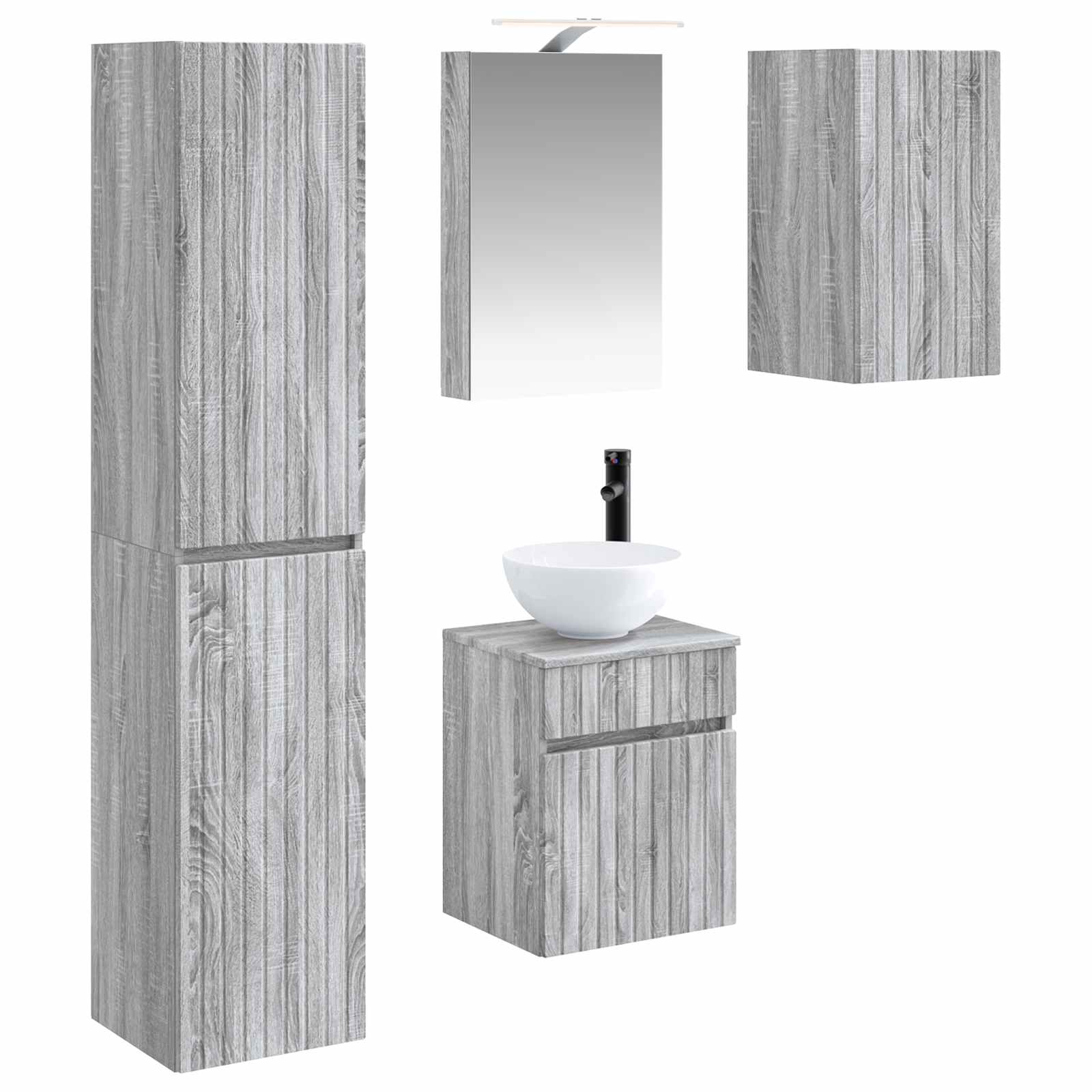 Set ormarića za kupaonicu 5 pcs Siva Sonoma 40 x 10,5 x 60,5 cm