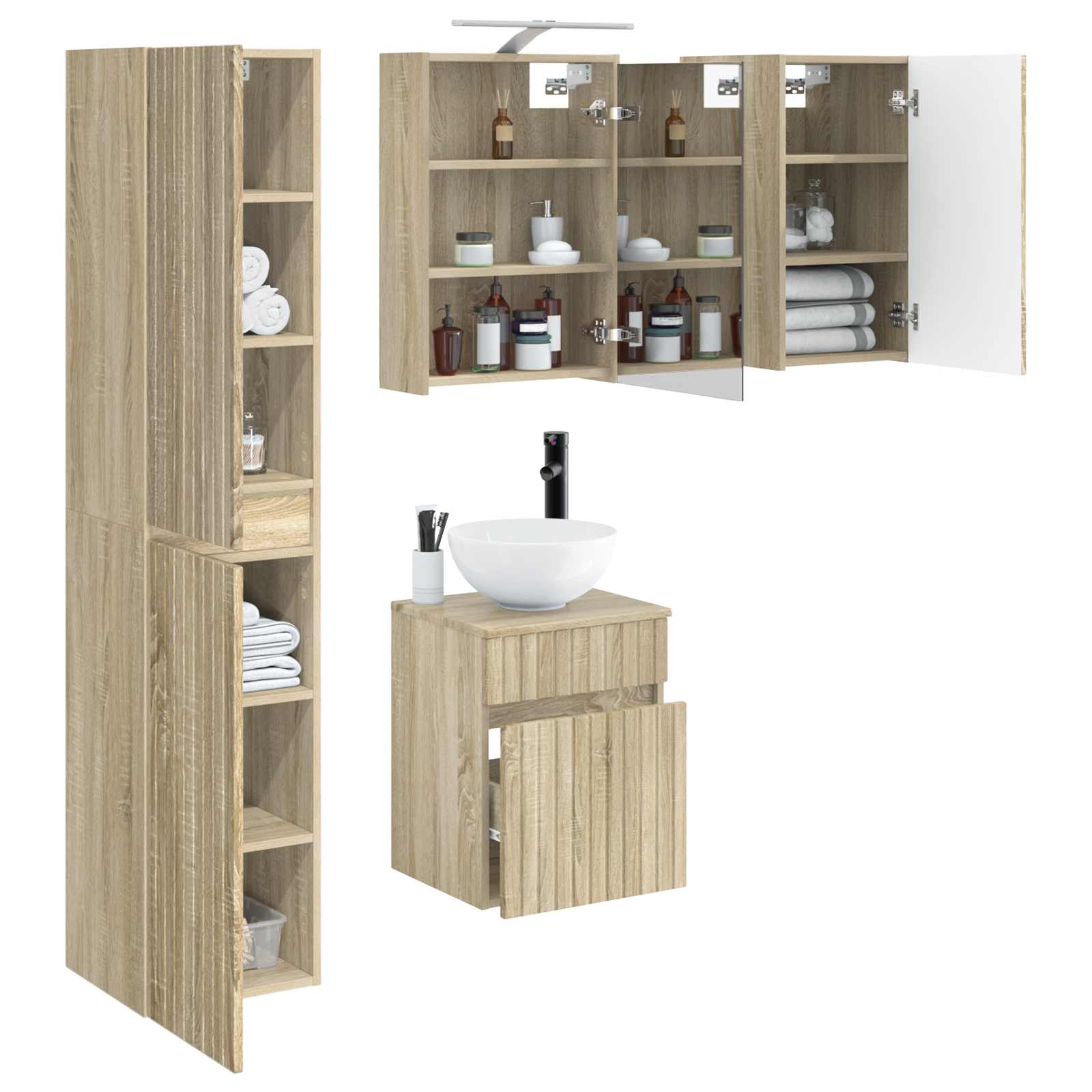 Set ormarića za kupaonicu 5 pcs Hrast sonoma 43 x 16 x 62,5 cm