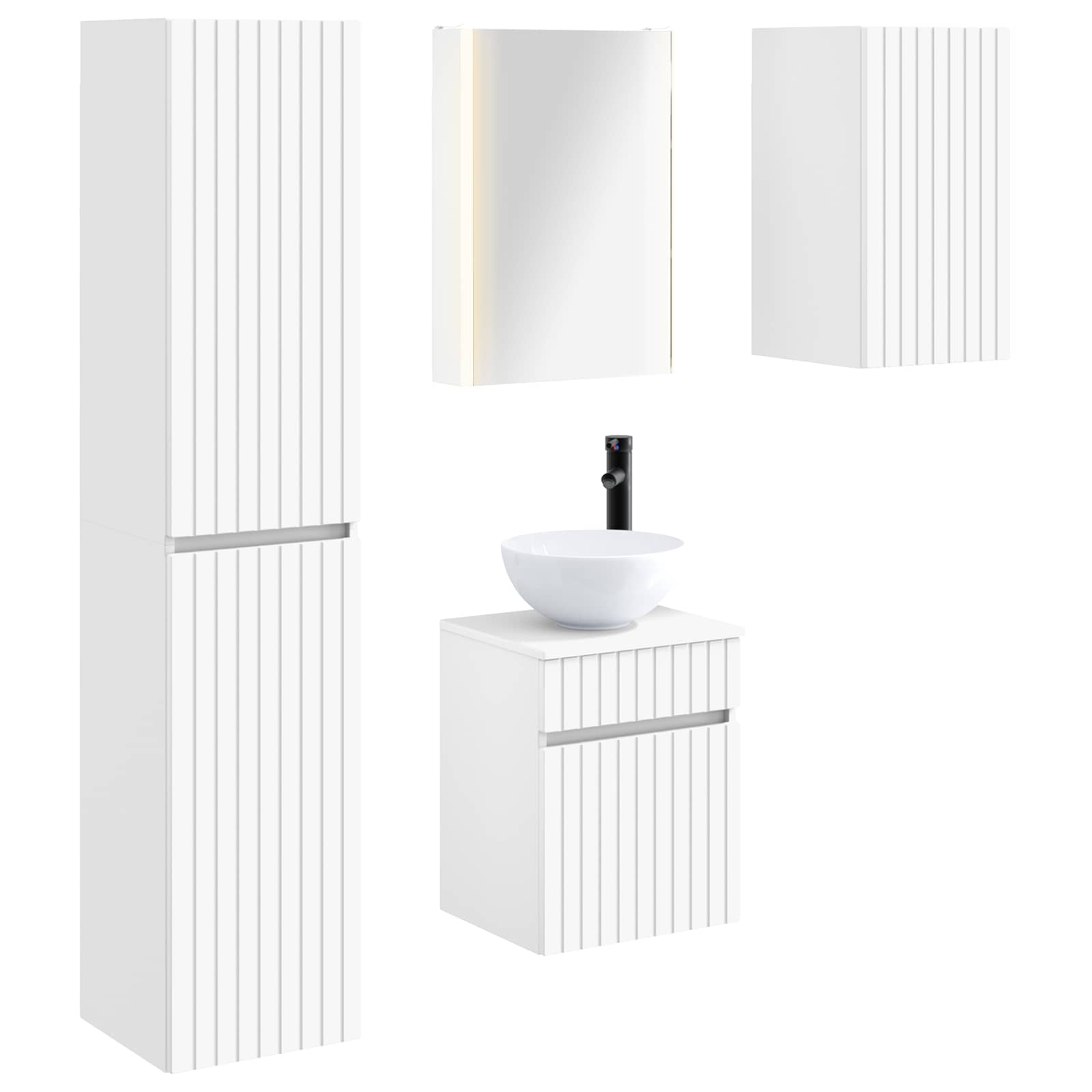 Set ormarića za kupaonicu 5 pcs Bijela 43 x 11,5 x 60,5 cm