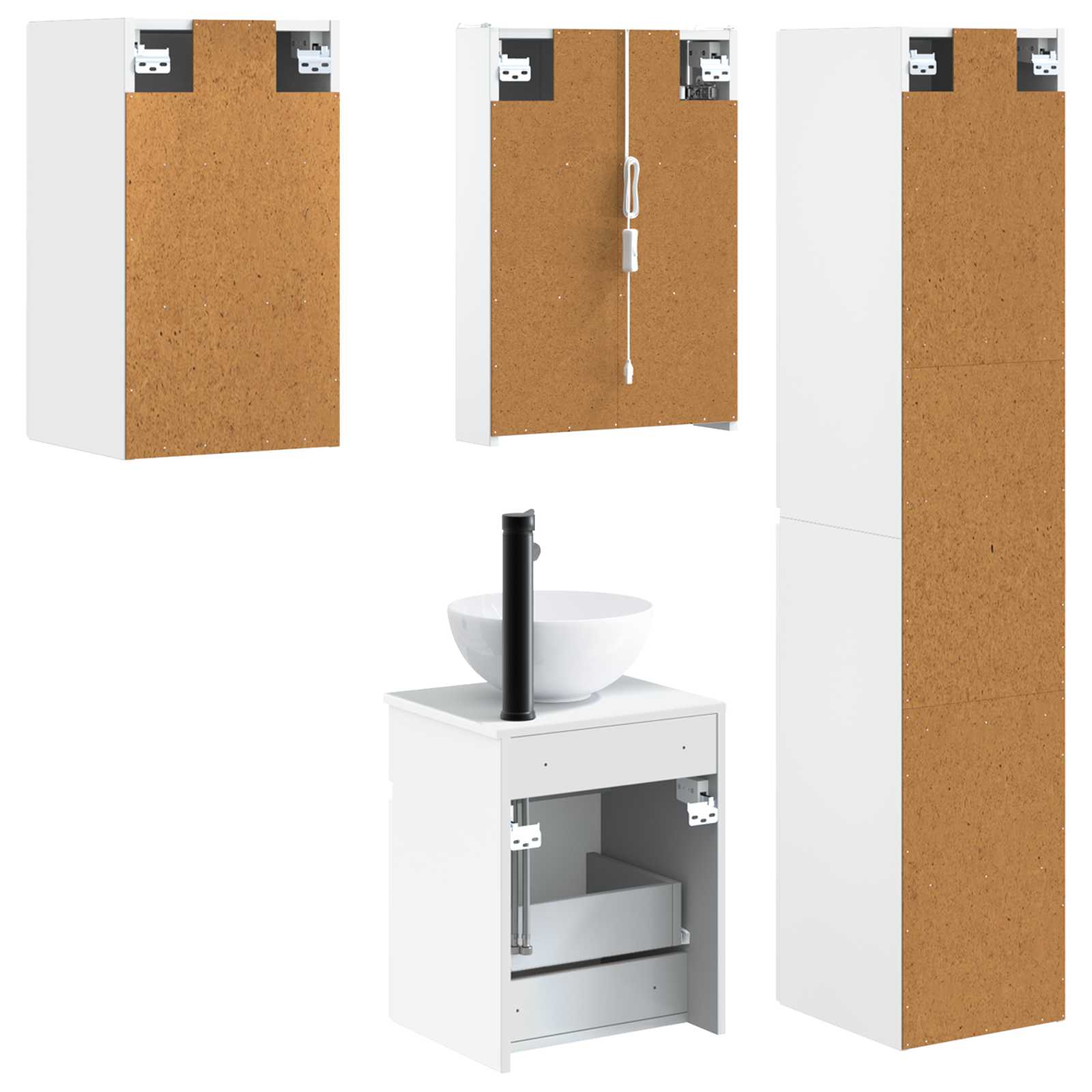 Set ormarića za kupaonicu 5 pcs Bijela 43 x 11,5 x 60,5 cm