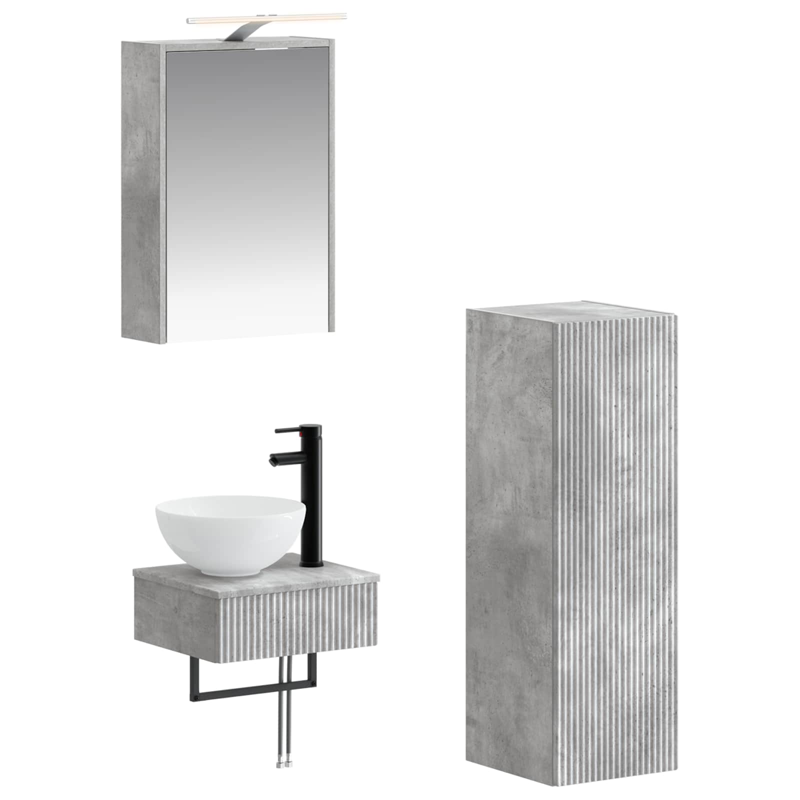 Set ormarića za kupaonicu 4 pcs Betonska siva 43 x 16 x 62,5 cm