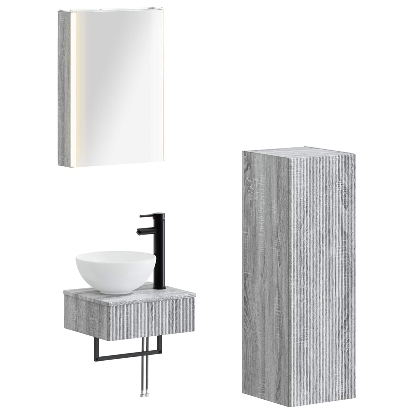 Set ormarića za kupaonicu 4 pcs Siva Sonoma 43 x 11,5 x 60,5 cm