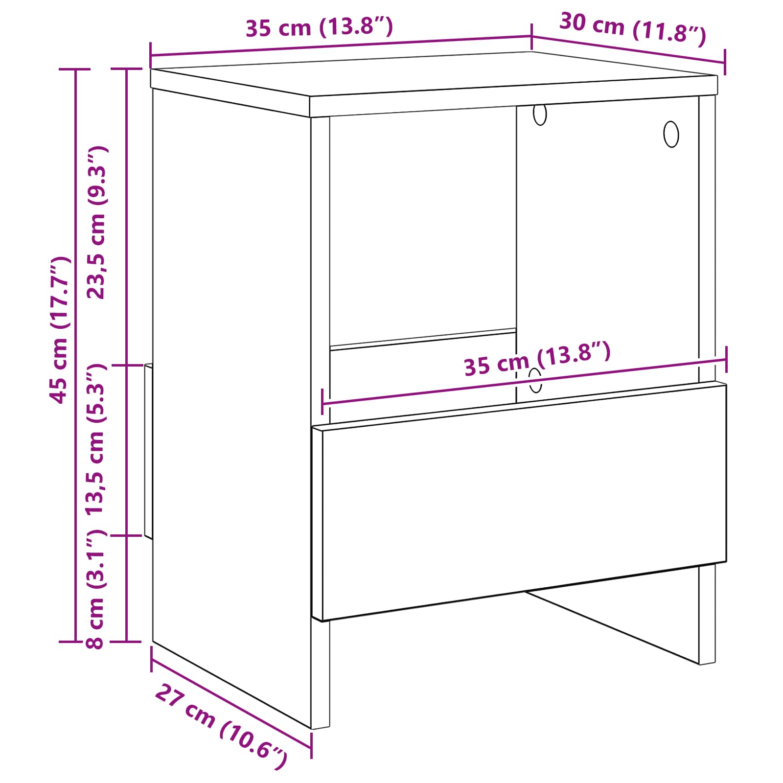 Polica za časopise 2 pcs Bijelo 35 x 30 x 45 cm