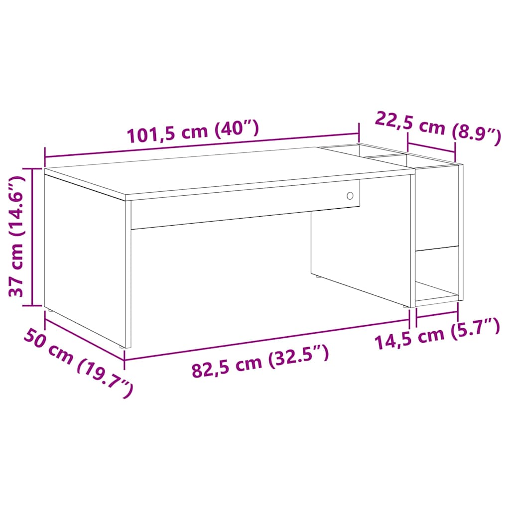 Kava Stol Siva Sonoma 101,5 x 50 x 37 cm Konstruirano drvo