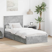 Krevet s od storage Betonski sivi 70 x 190 cm Konstruirano drvo