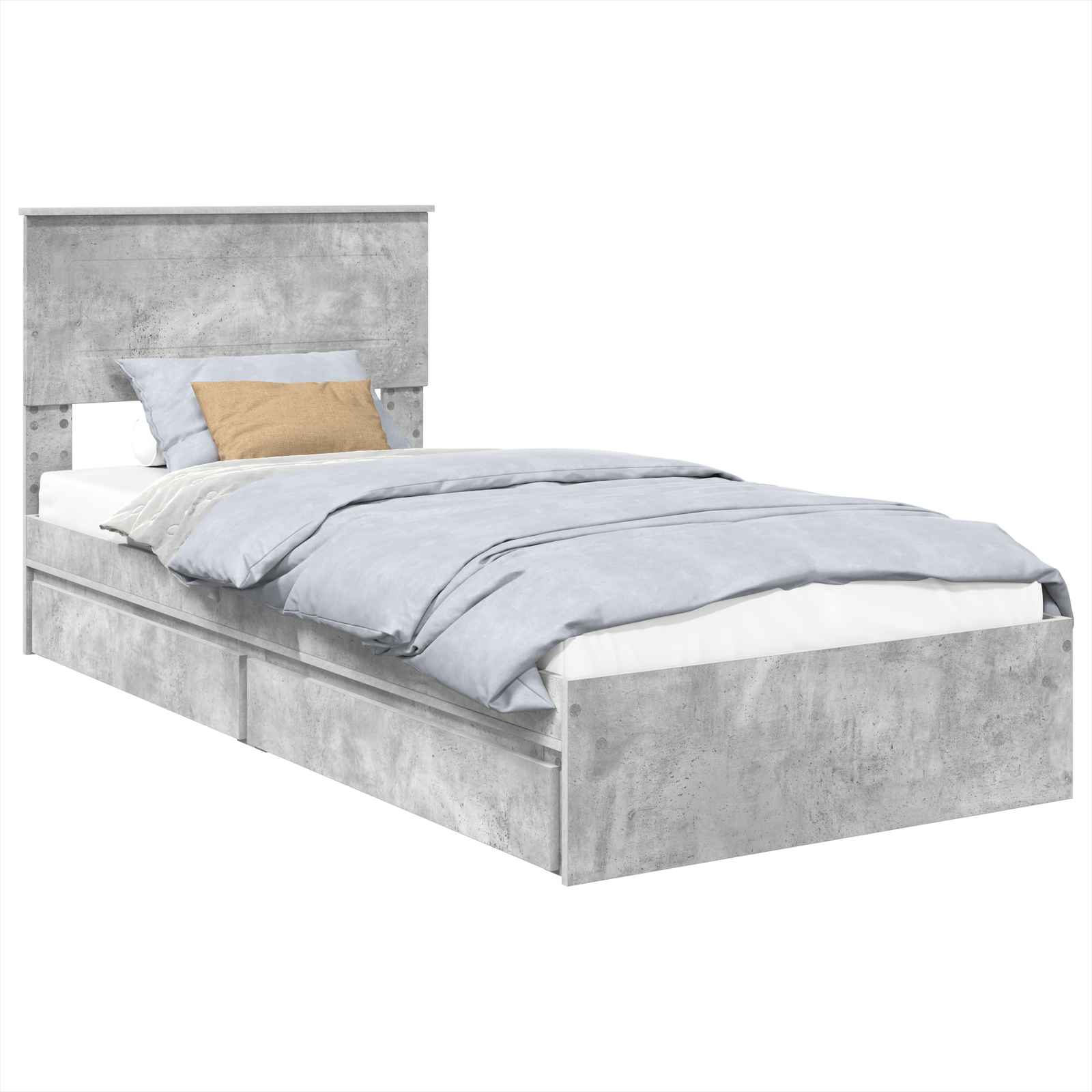Krevet s od storage Betonski sivi 70 x 190 cm Konstruirano drvo