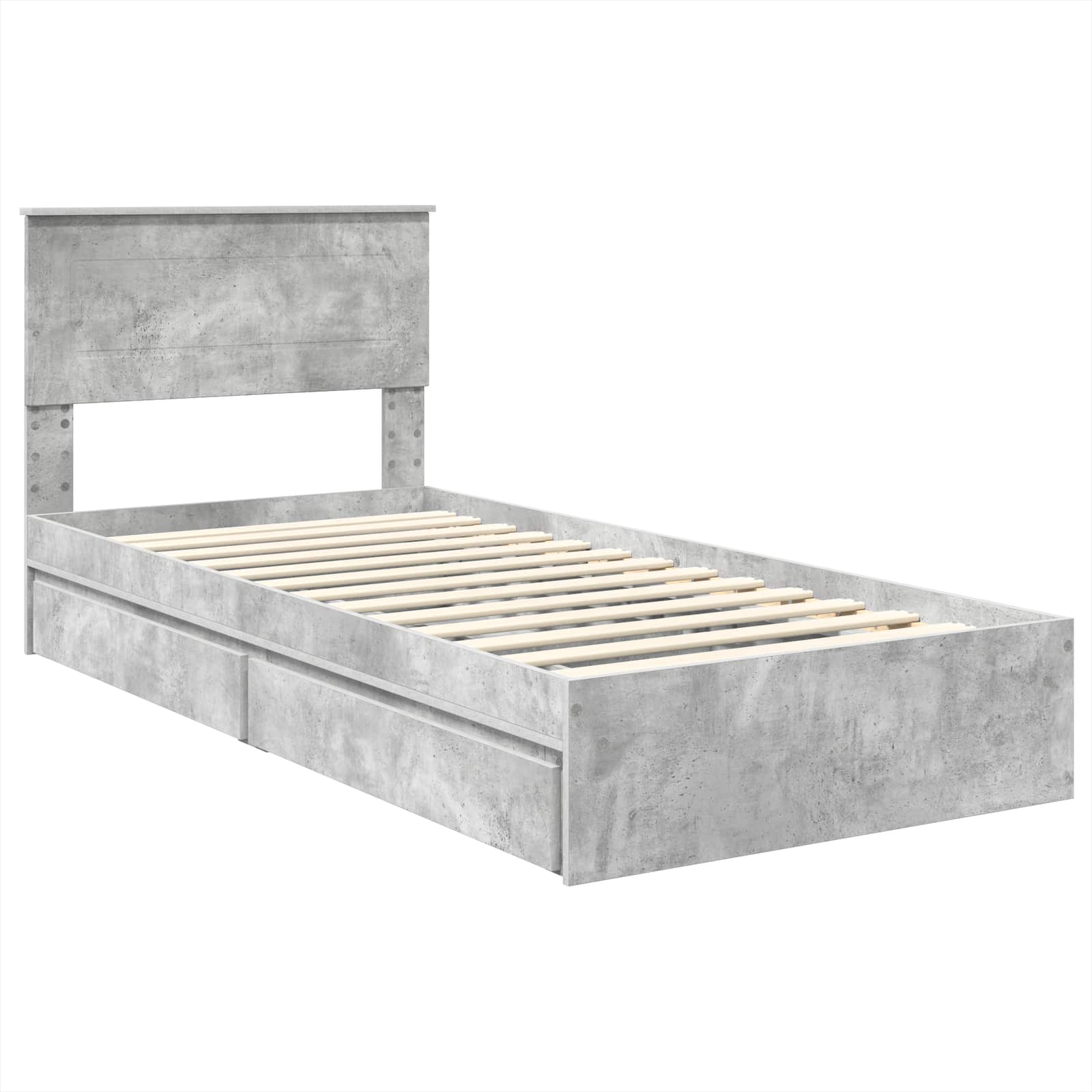 Krevet s od storage Betonski sivi 70 x 190 cm Konstruirano drvo