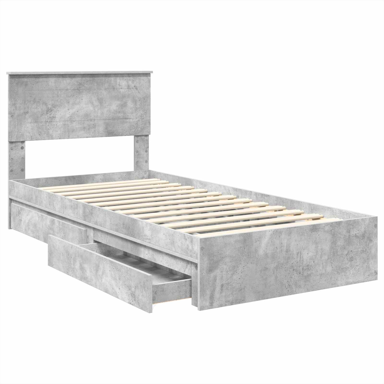 Krevet s od storage Betonski sivi 70 x 190 cm Konstruirano drvo