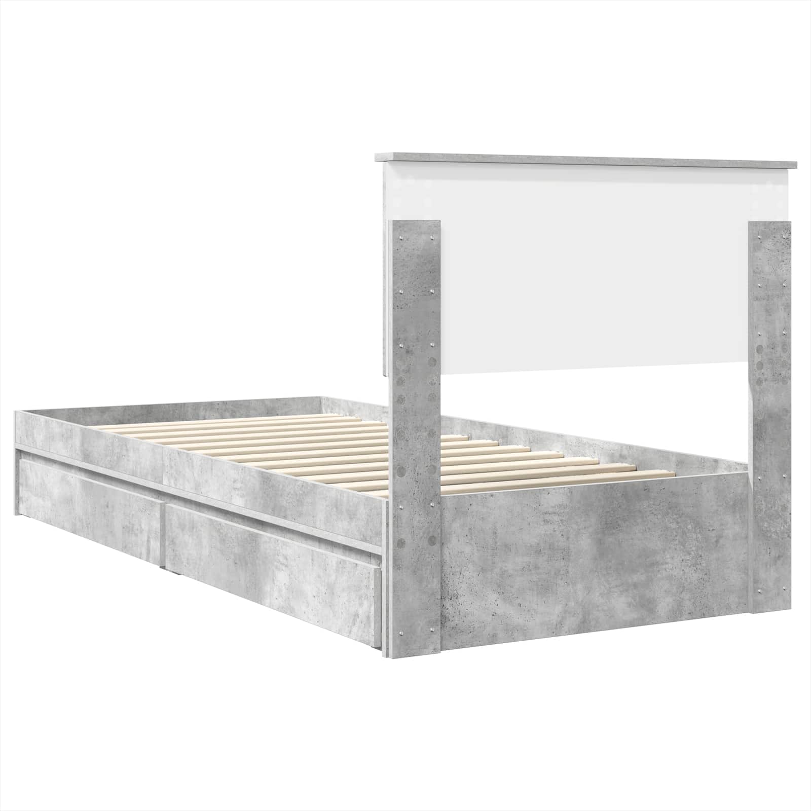 Krevet s od storage Betonski sivi 70 x 190 cm Konstruirano drvo