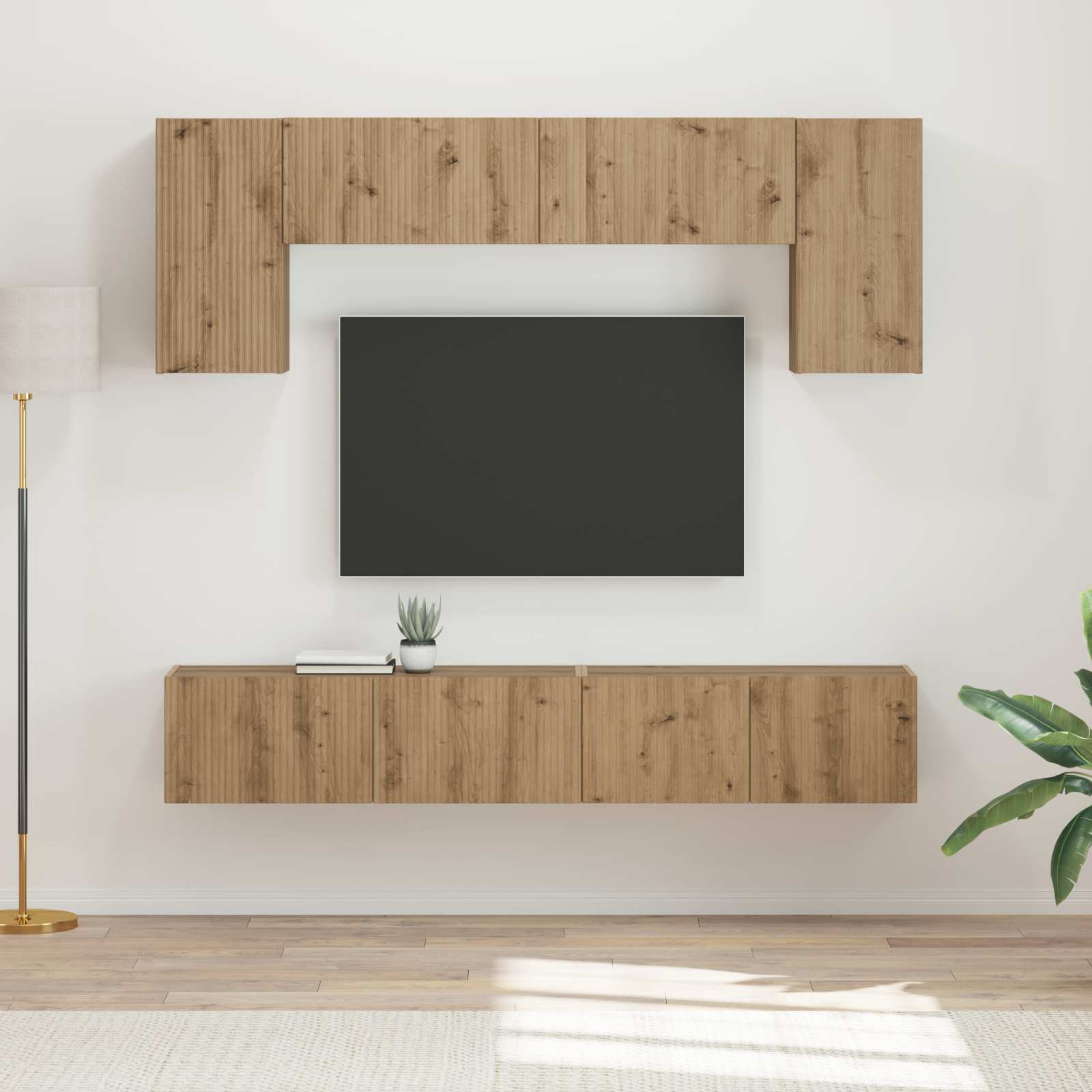 Set TV komoda Zidne 5 pcs Betonski sivi Konstruirano drvo
