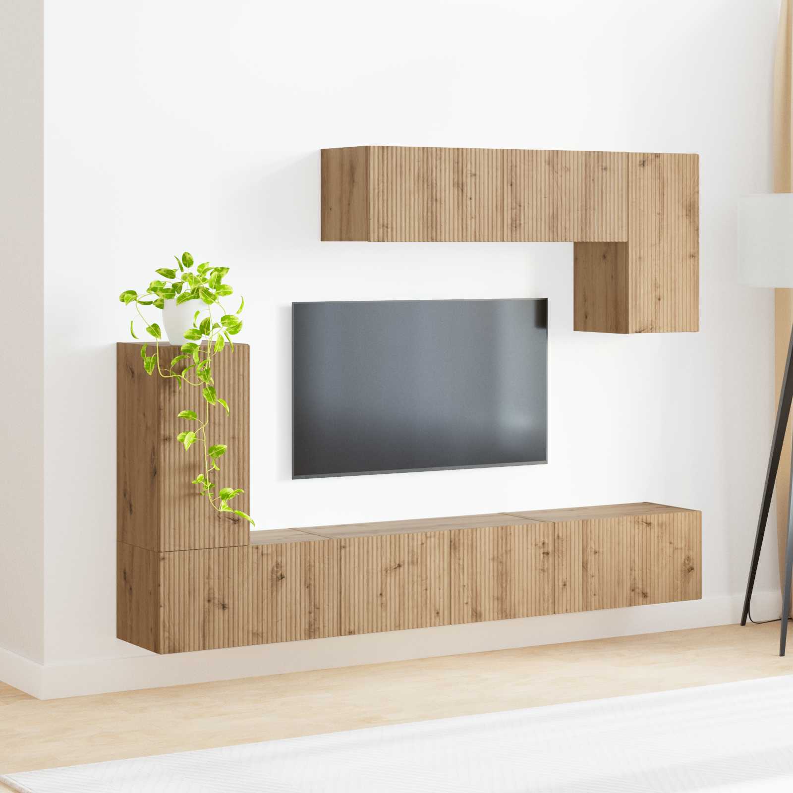 Set TV komoda Zidne 5 pcs Betonski sivi Konstruirano drvo
