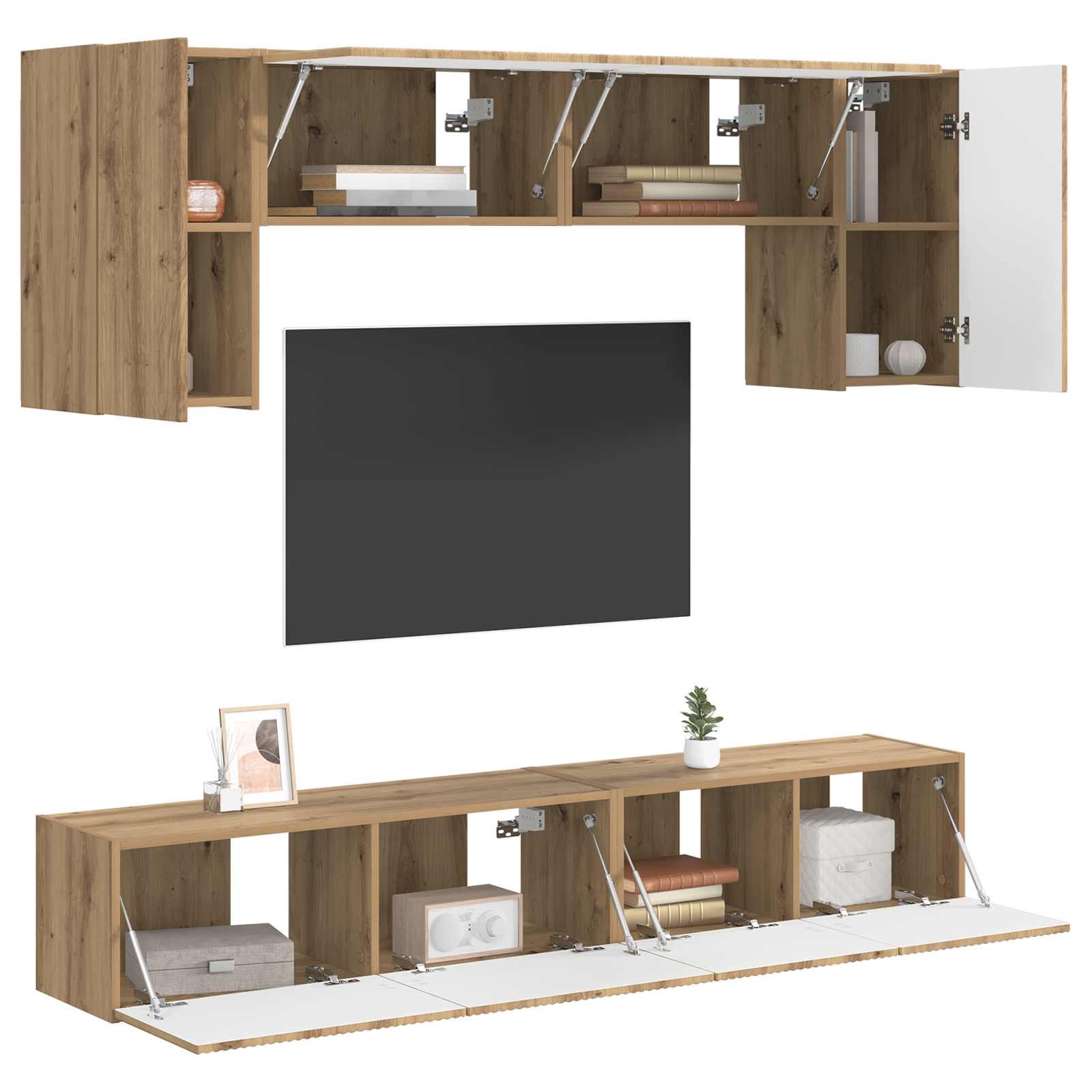 Set TV komoda Zidne 5 pcs Betonski sivi Konstruirano drvo