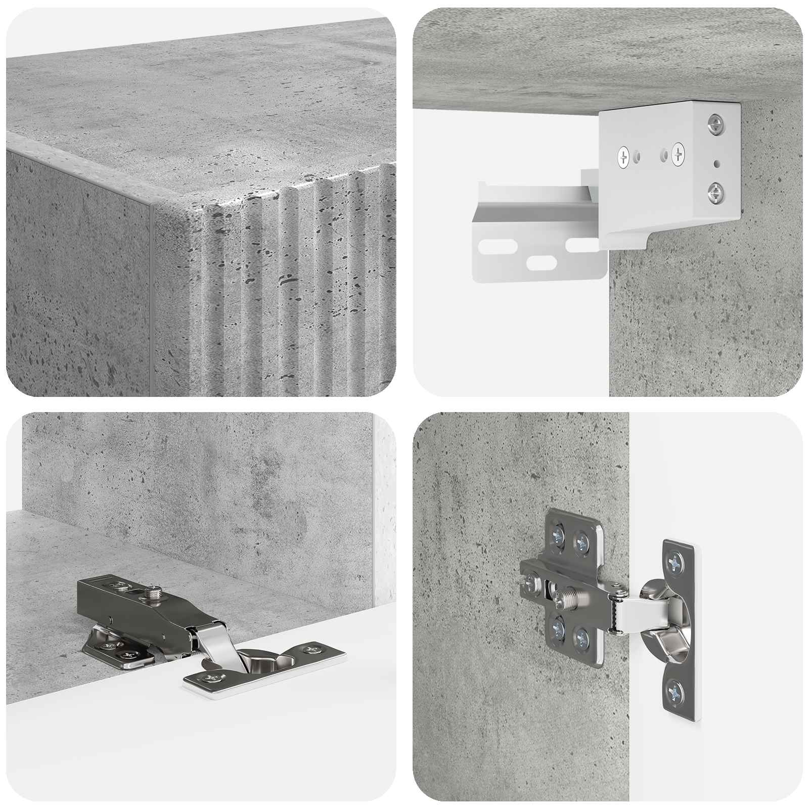 Set TV komoda Zidne 5 pcs Betonski sivi Konstruirano drvo