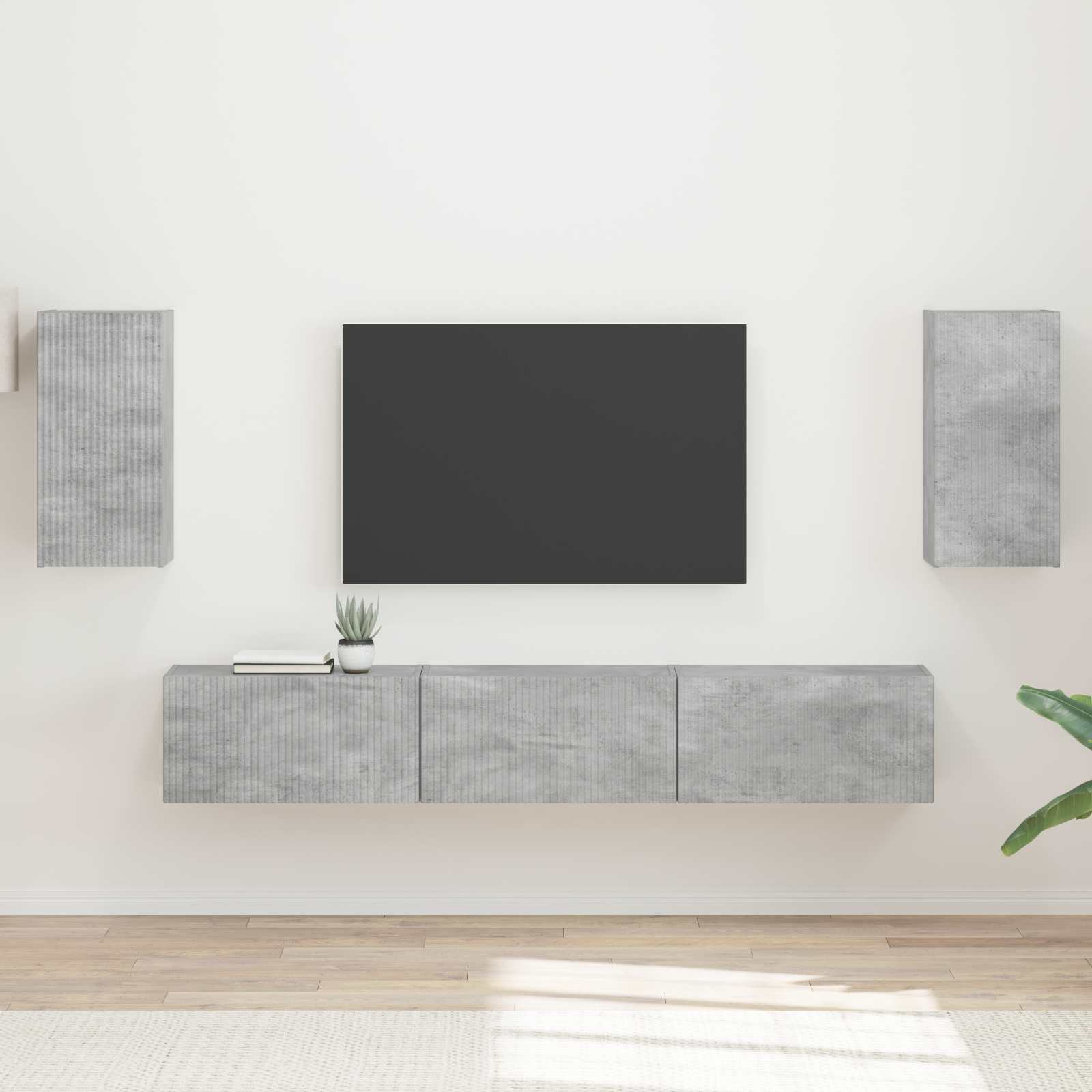 Set TV komoda Zidne 5 pcs Betonski sivi Konstruirano drvo