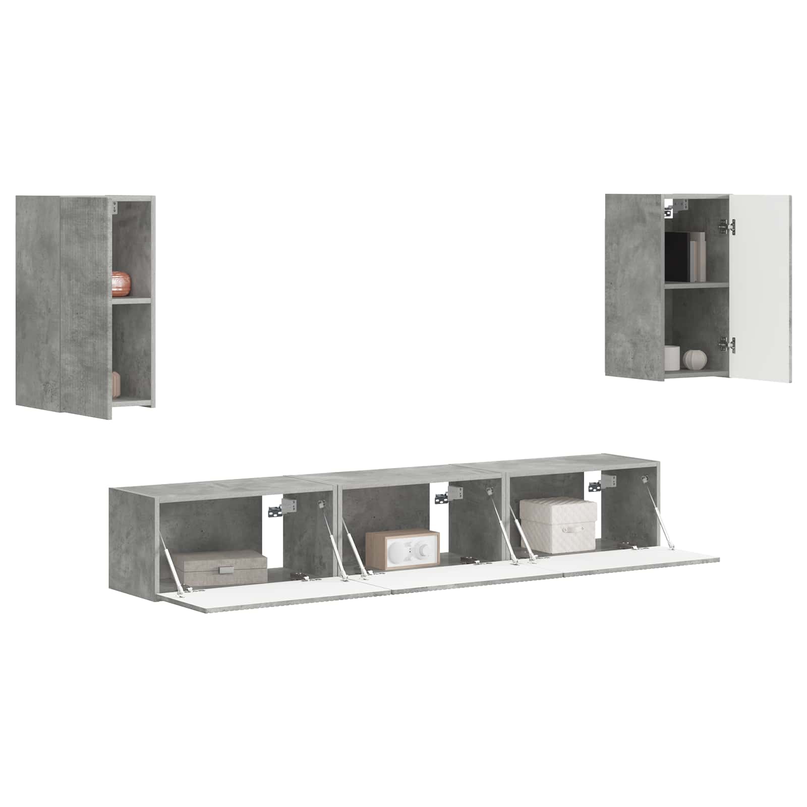 Set TV komoda Zidne 5 pcs Betonski sivi Konstruirano drvo