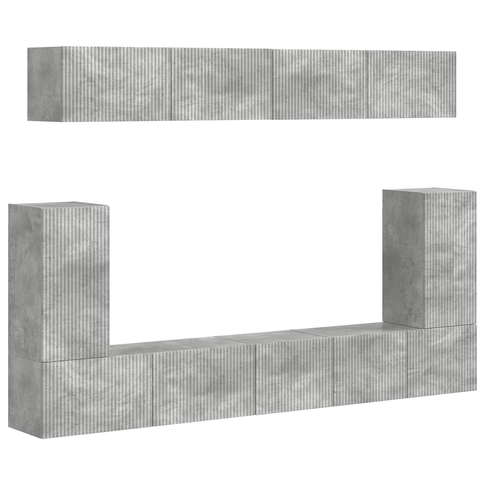 Set TV komoda Zidne 5 pcs Betonski sivi Konstruirano drvo